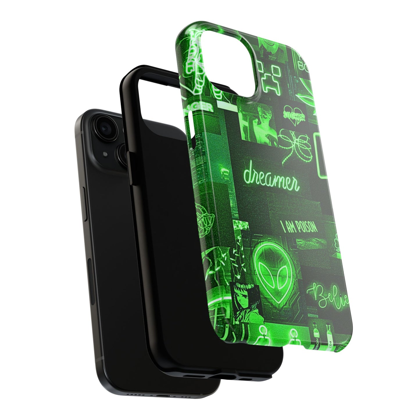 Green Neon Style Tough Phone Case | Aesthetic