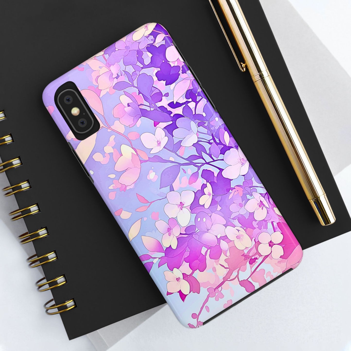 Funda resistente para teléfono con delicados estampados florales en tonos pastel | Estética