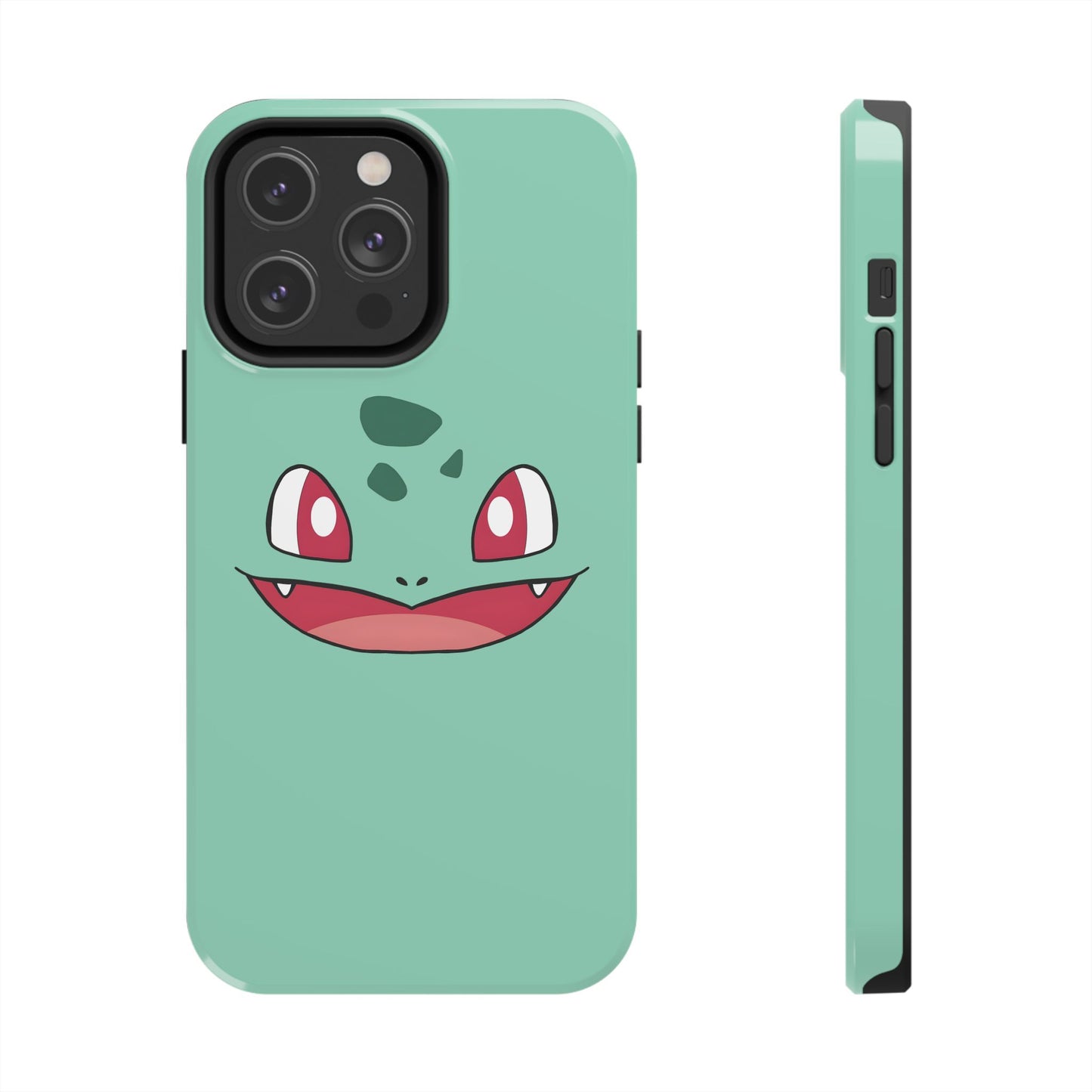 Green Leaf Dino Smile Red Eyes Cute Creature Tough Phone Case | Anime