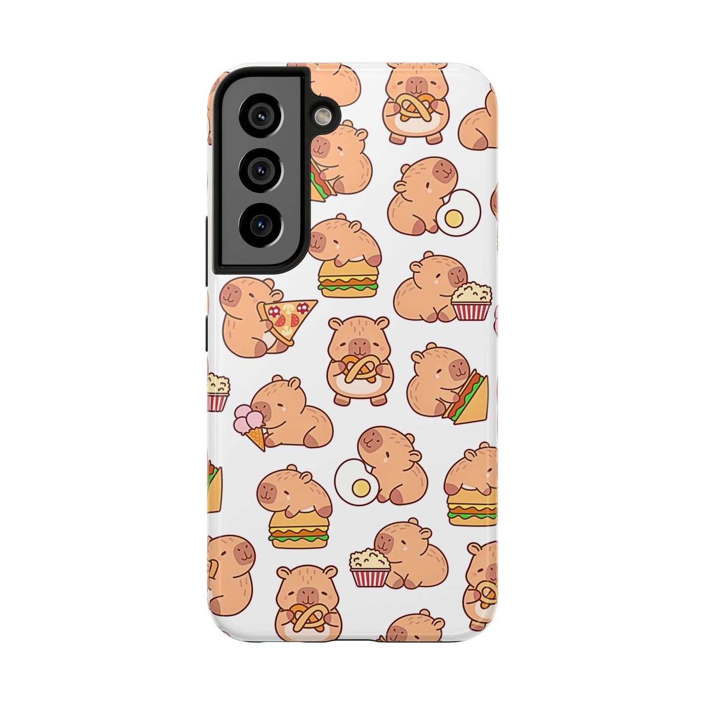 Cute Capybara Eating Pizza Ice Cream & Snacks Cartoon Food Tough Phone Case | Animals