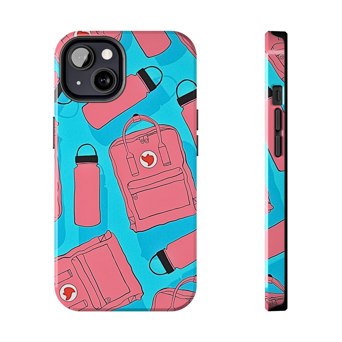 VSCO Kanken Backpack Water Bottle Pink & Blue Tough Phone Case | Aesthetic