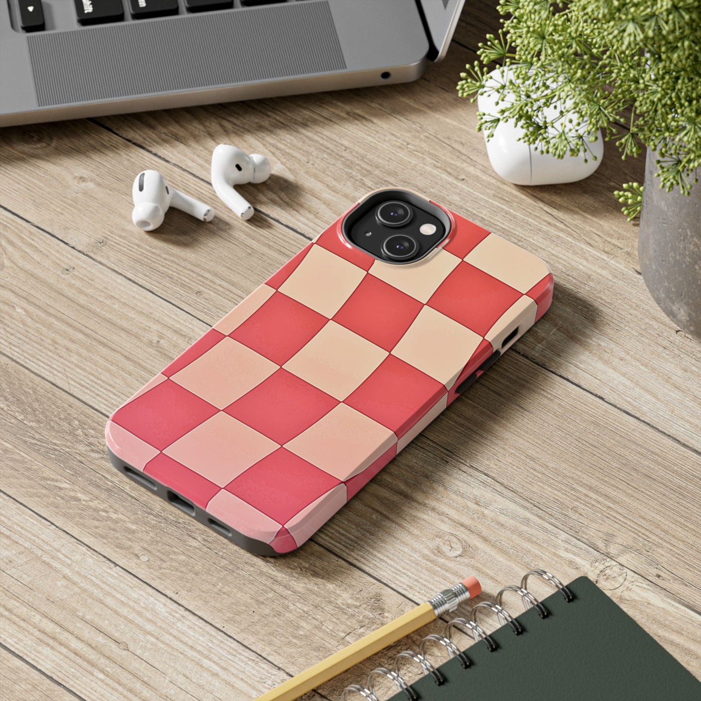 Preppy Checkered Pink Tough Phone Case | Aesthetic