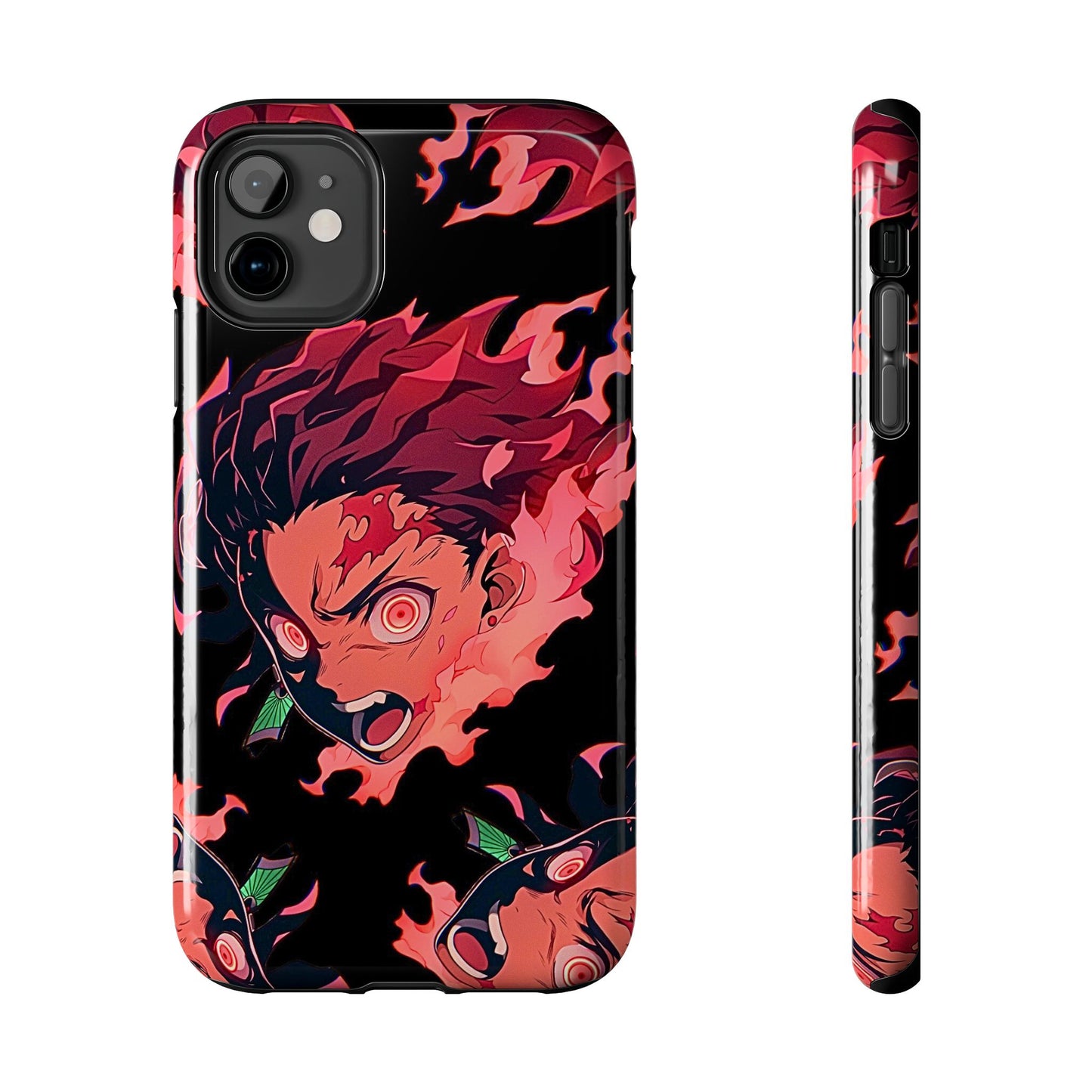 Tanjiro Kamado Flamed Style Black Tough Phone Case | Anime - Demon Slayer