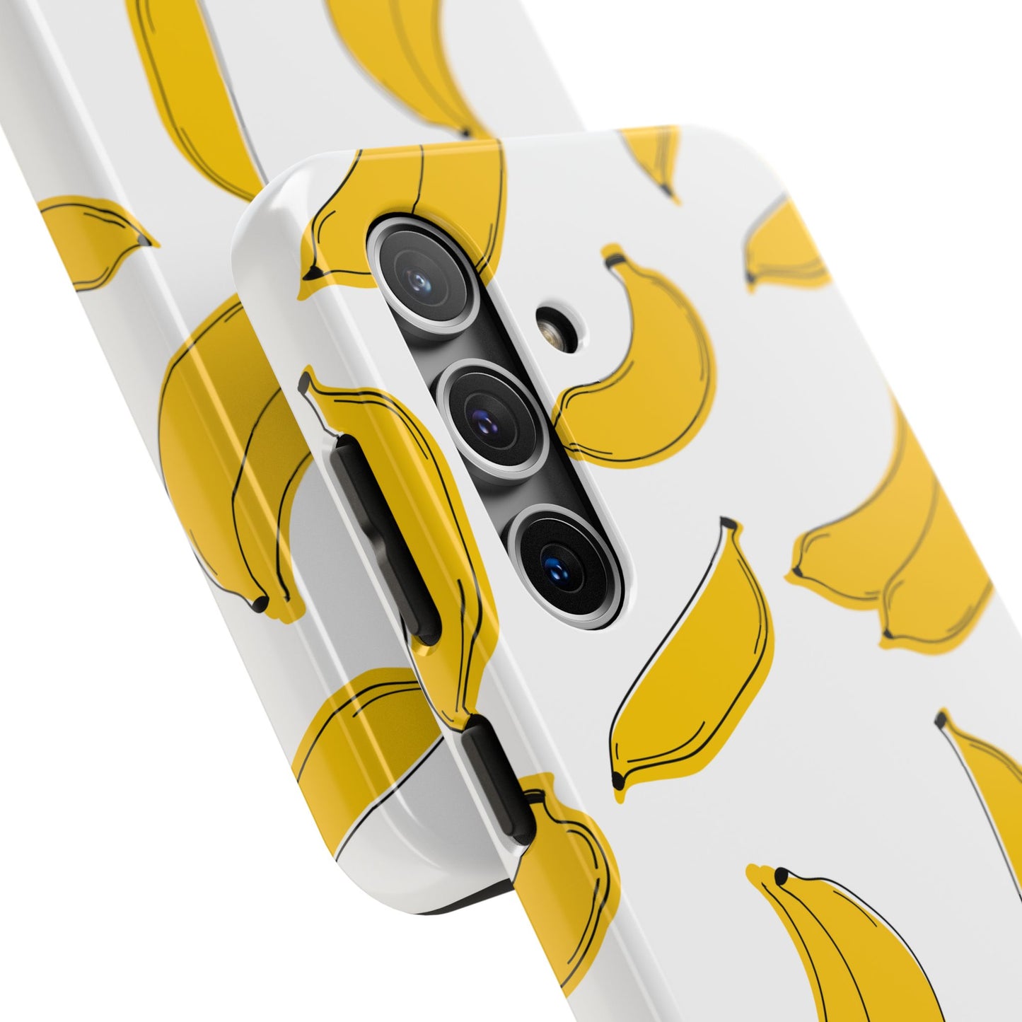 Bold Yellow Banana Pattern Minimal Line Art Tough Phone Case | Food