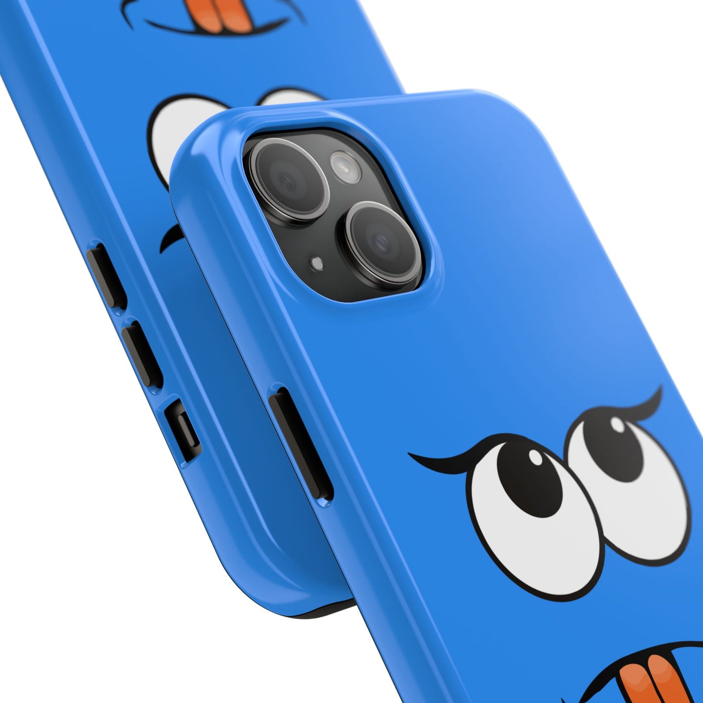 Silly Tongue Out Cartoon Face Blue Background Tough Phone Case | Funny