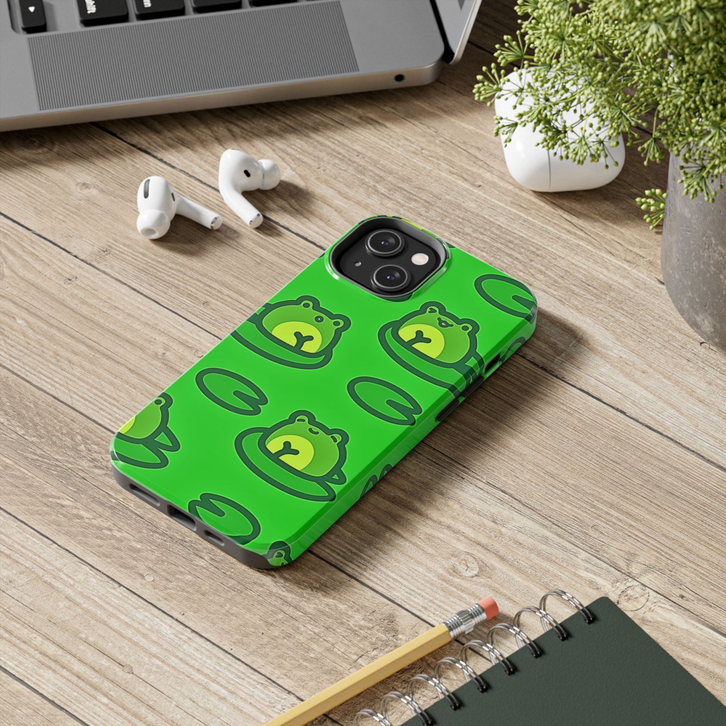 Cute Green Frogs Pattern Tough Phone Case | Animals