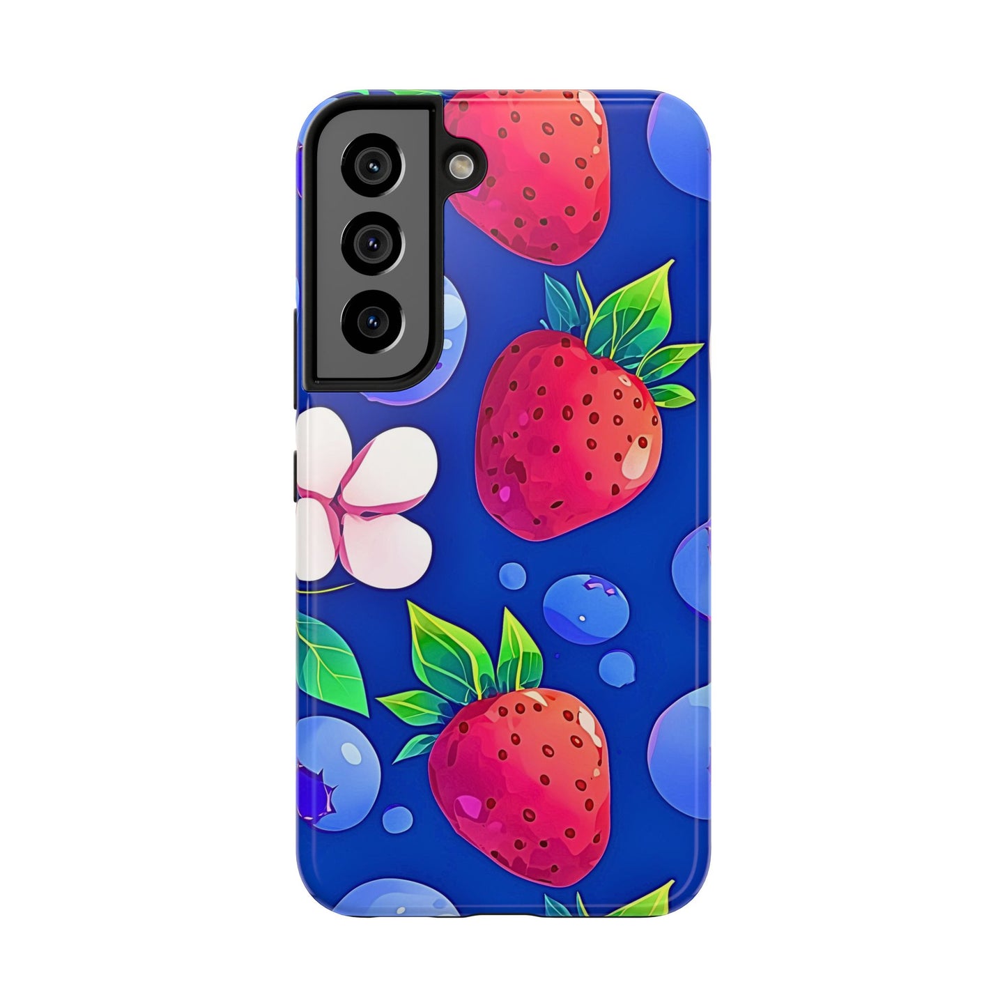 Cute Blueberry Strawberry Fruit Pattern Tough Phone Case | Aesthetic