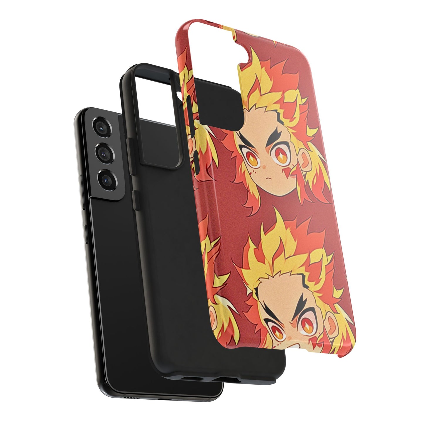 Rengoku Head Pattern Dark Orange Tough Phone Case | Anime - Demon Slayer