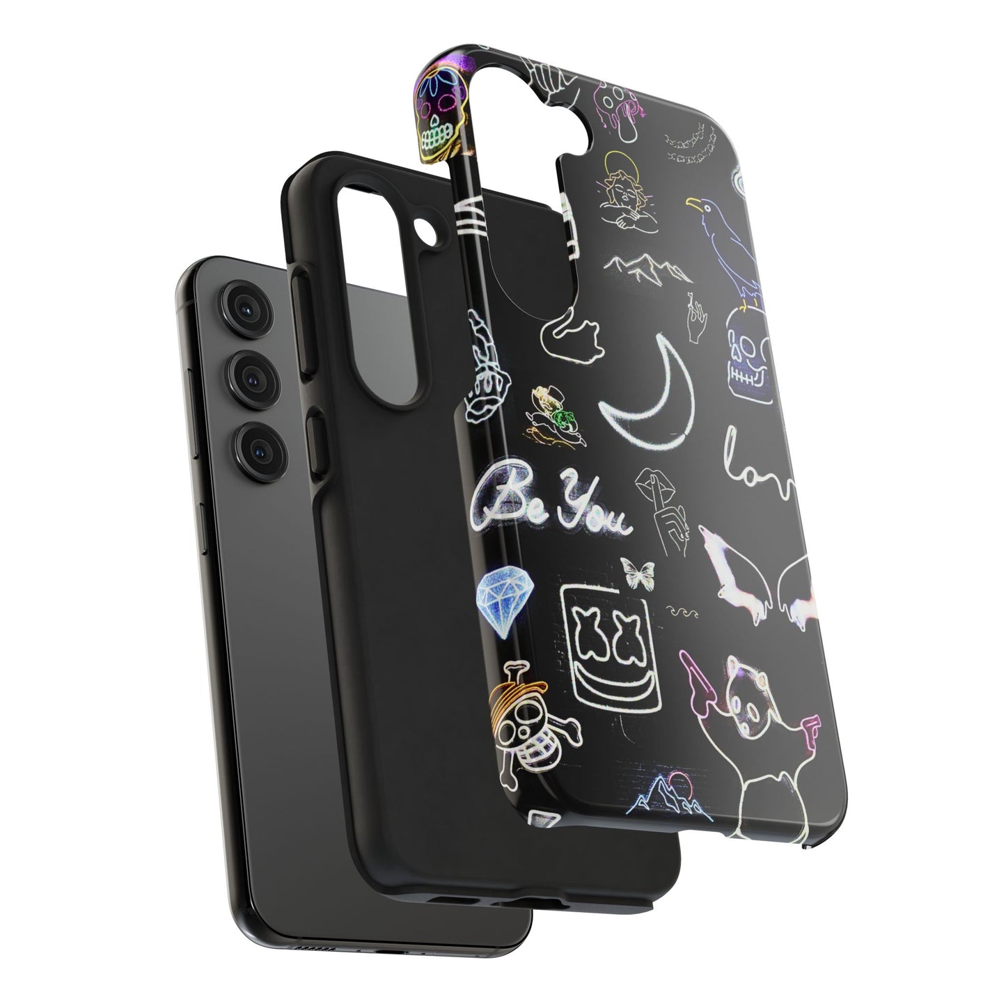 Funda resistente para teléfono estilo neón blanco | Estética