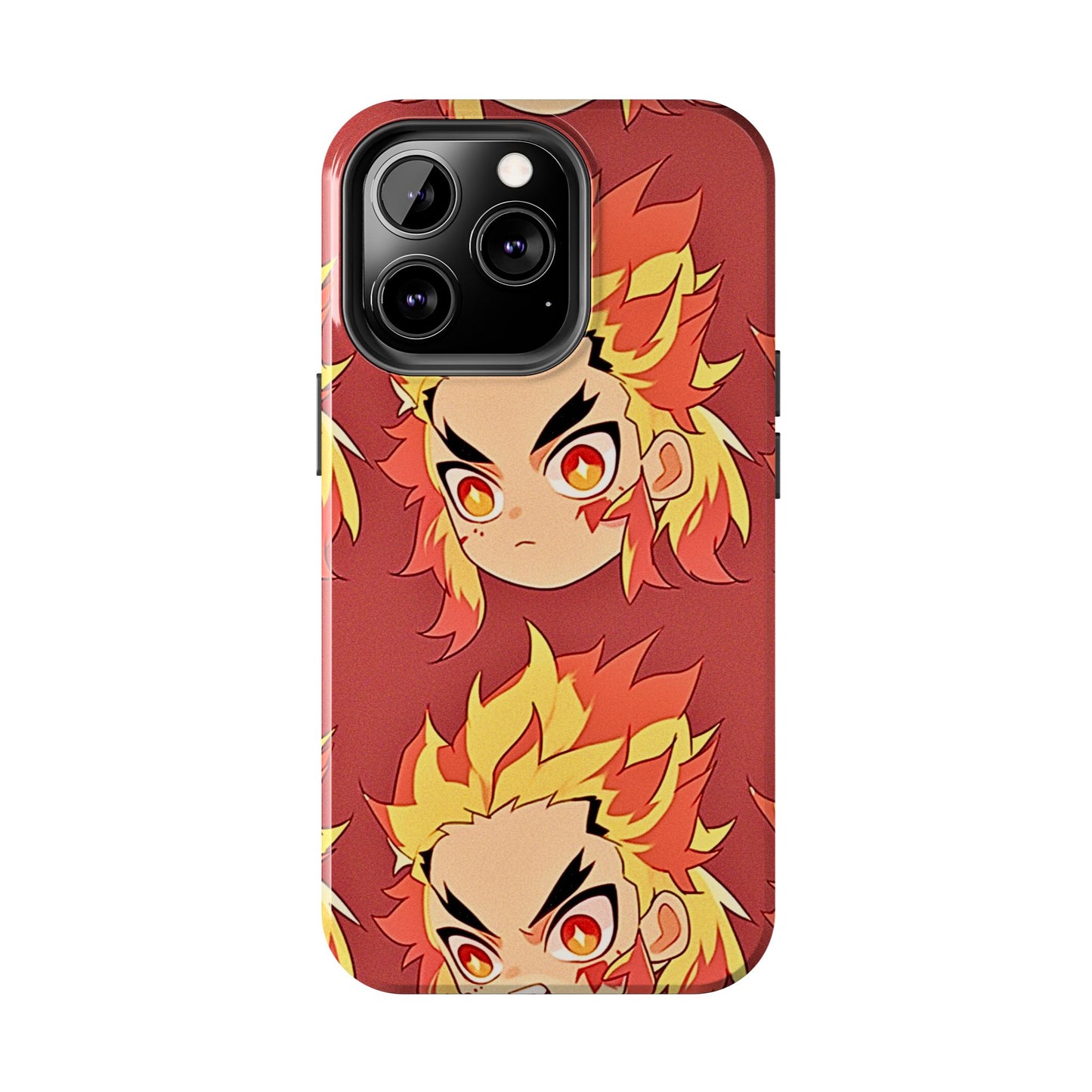 Rengoku Head Pattern Dark Orange Tough Phone Case | Anime - Demon Slayer