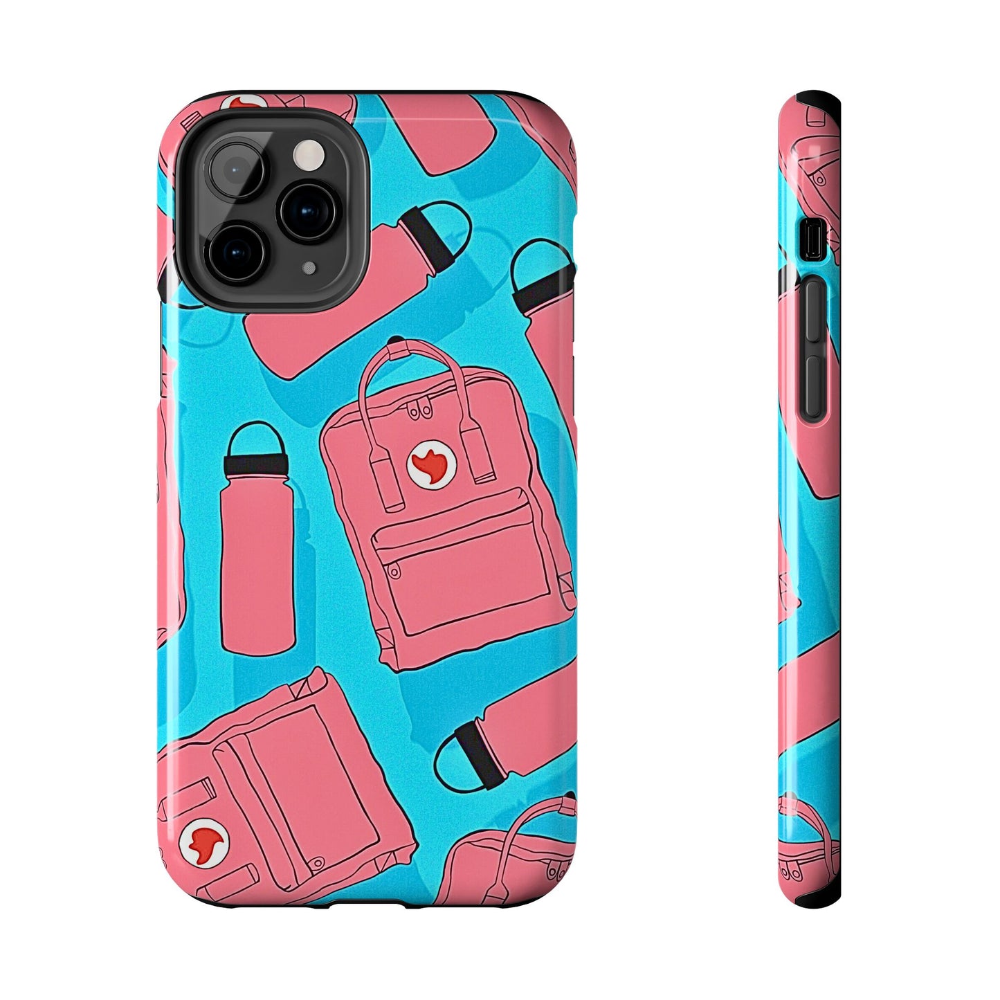 VSCO Kanken Backpack Water Bottle Pink & Blue Tough Phone Case | Aesthetic