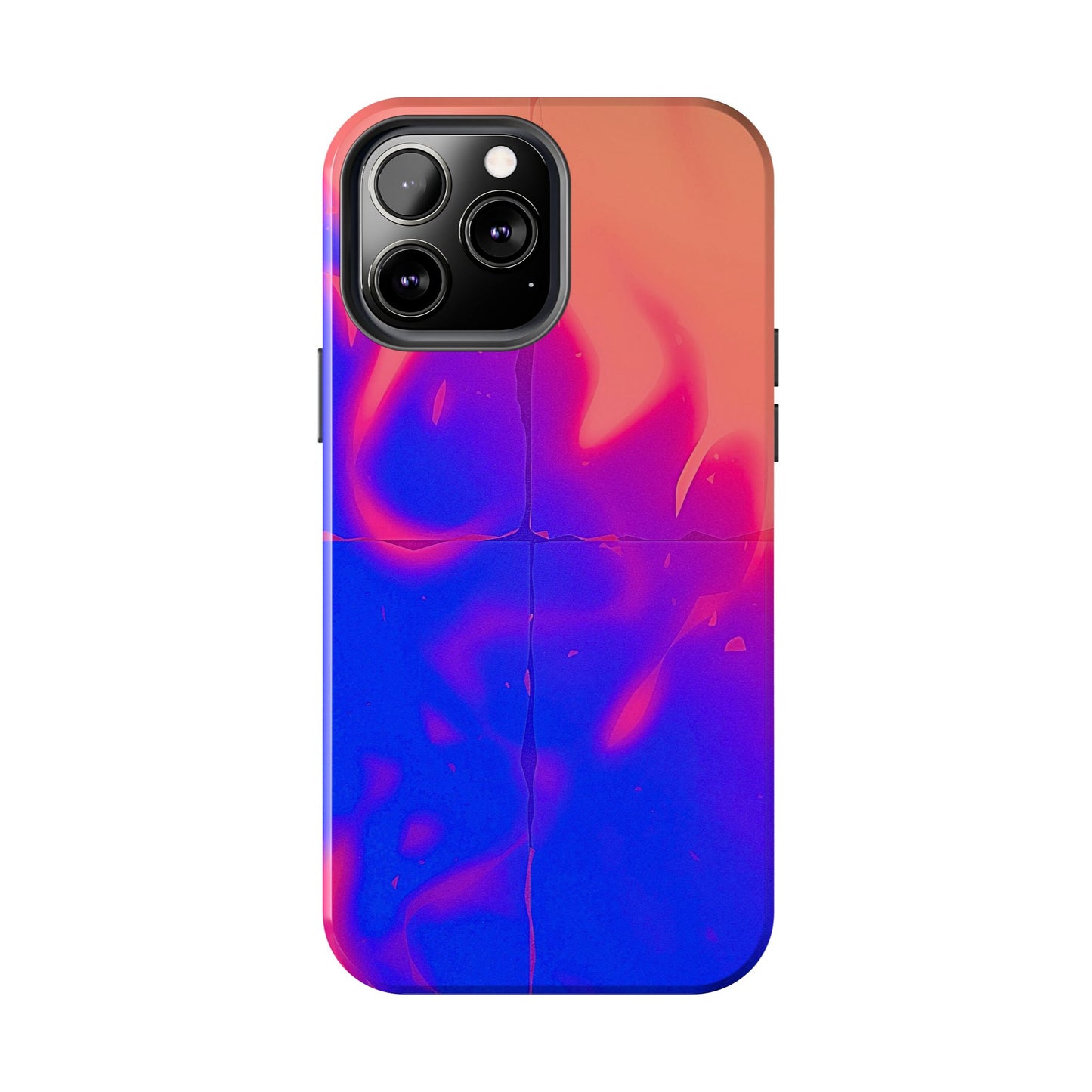 Funda resistente para teléfono con diseño de llamas, degradado abstracto y resplandor del atardecer | Estética