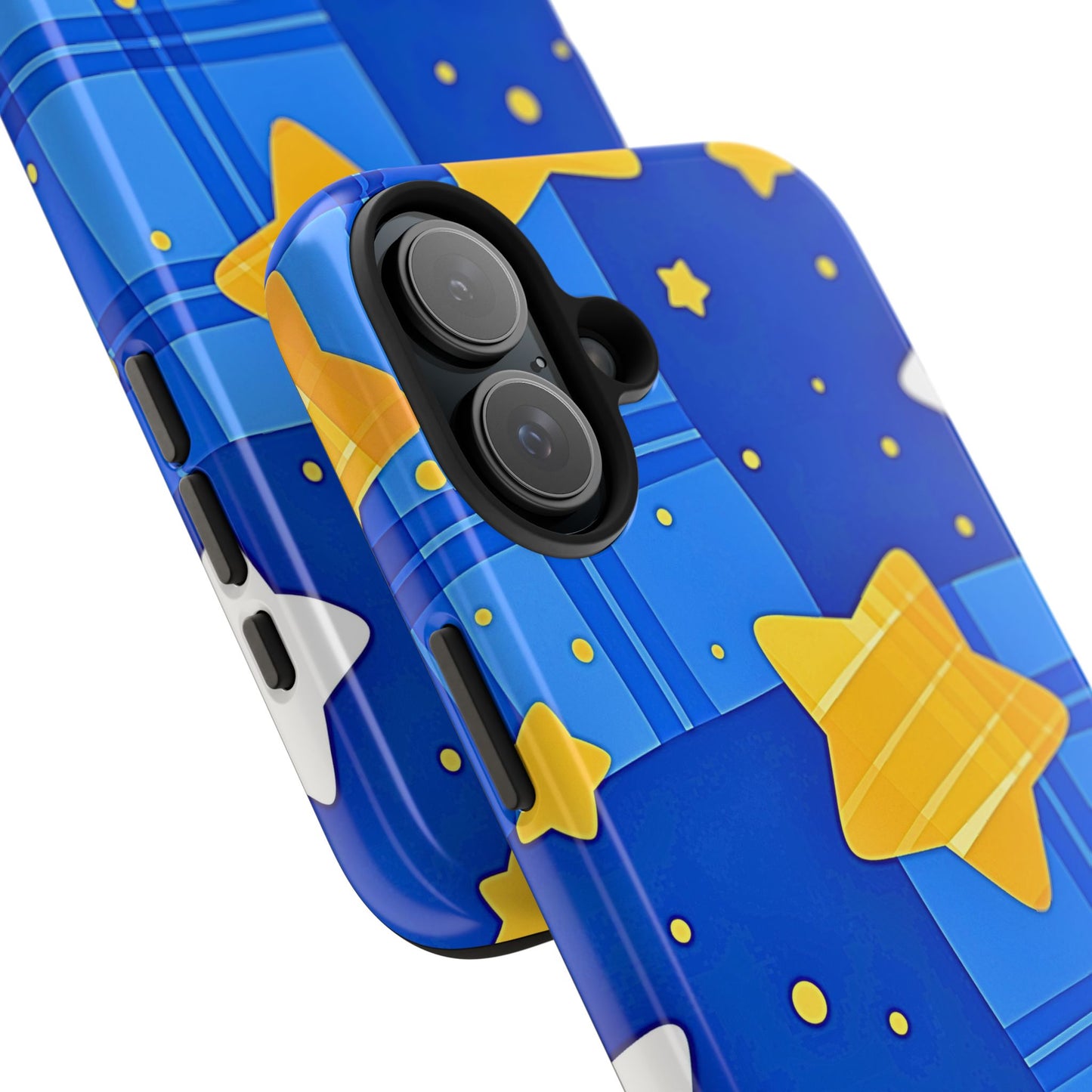Funda resistente para teléfono con estampado de estrellas y cuadros preppy | Estética