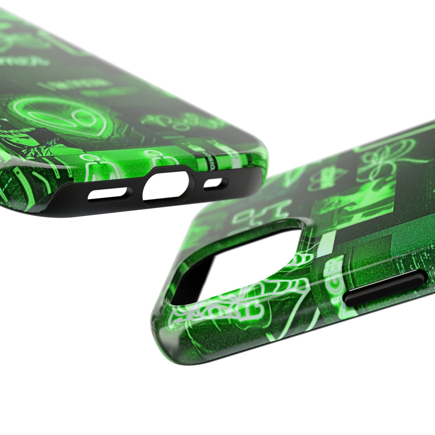 Green Neon Style Tough Phone Case | Aesthetic