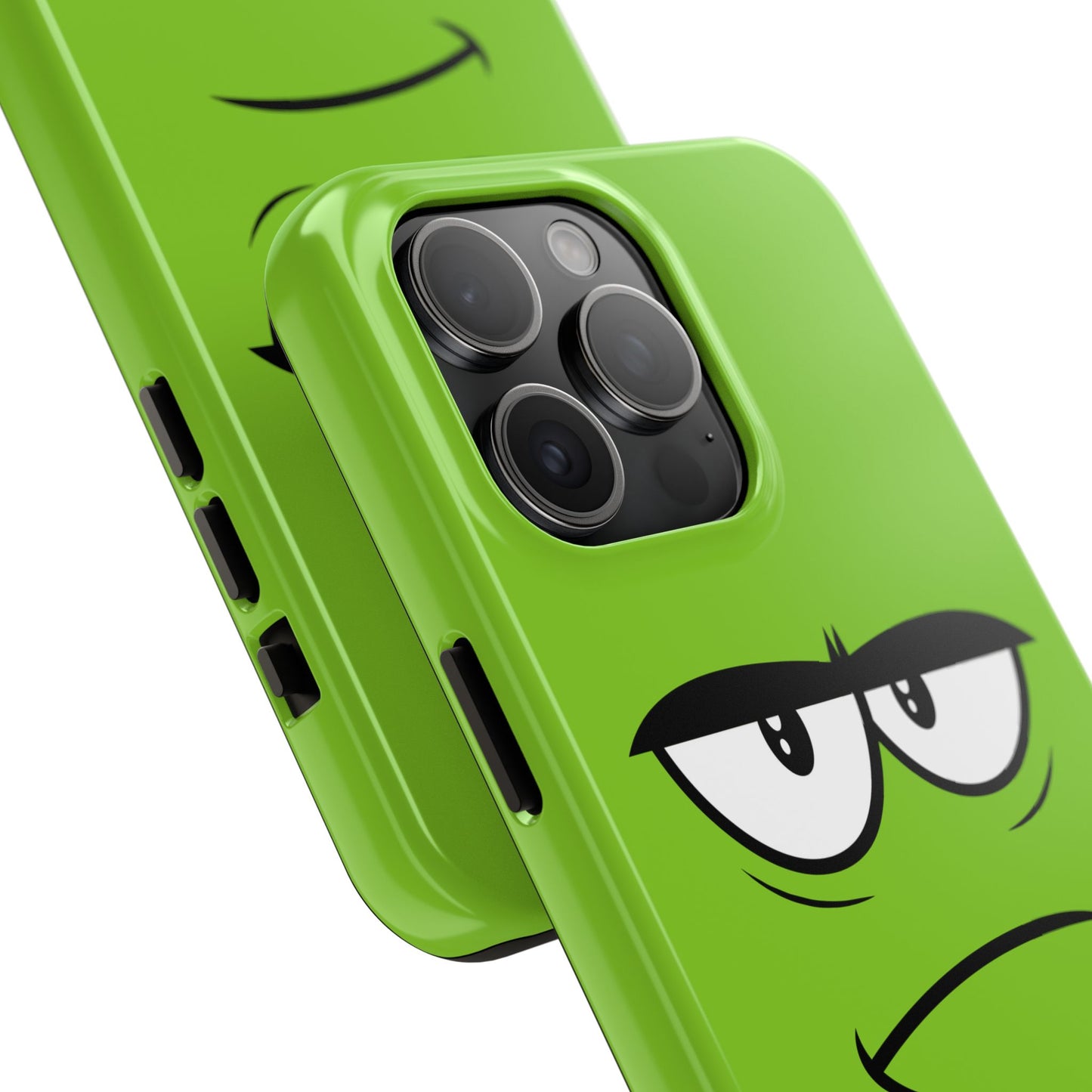 Grumpy Mood Face Green Background Funny Expression Tough Phone Case | Funny