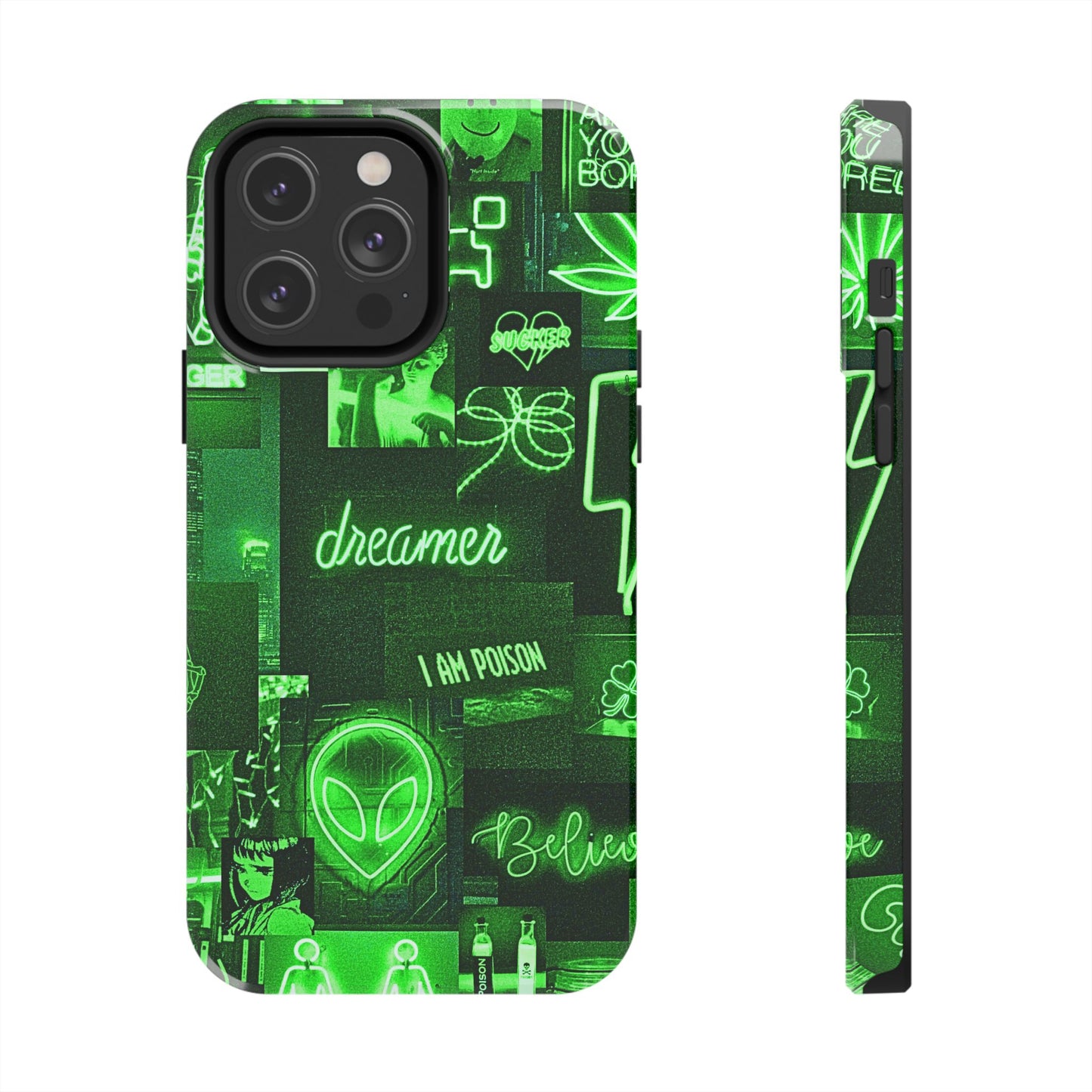 Green Neon Style Tough Phone Case | Aesthetic
