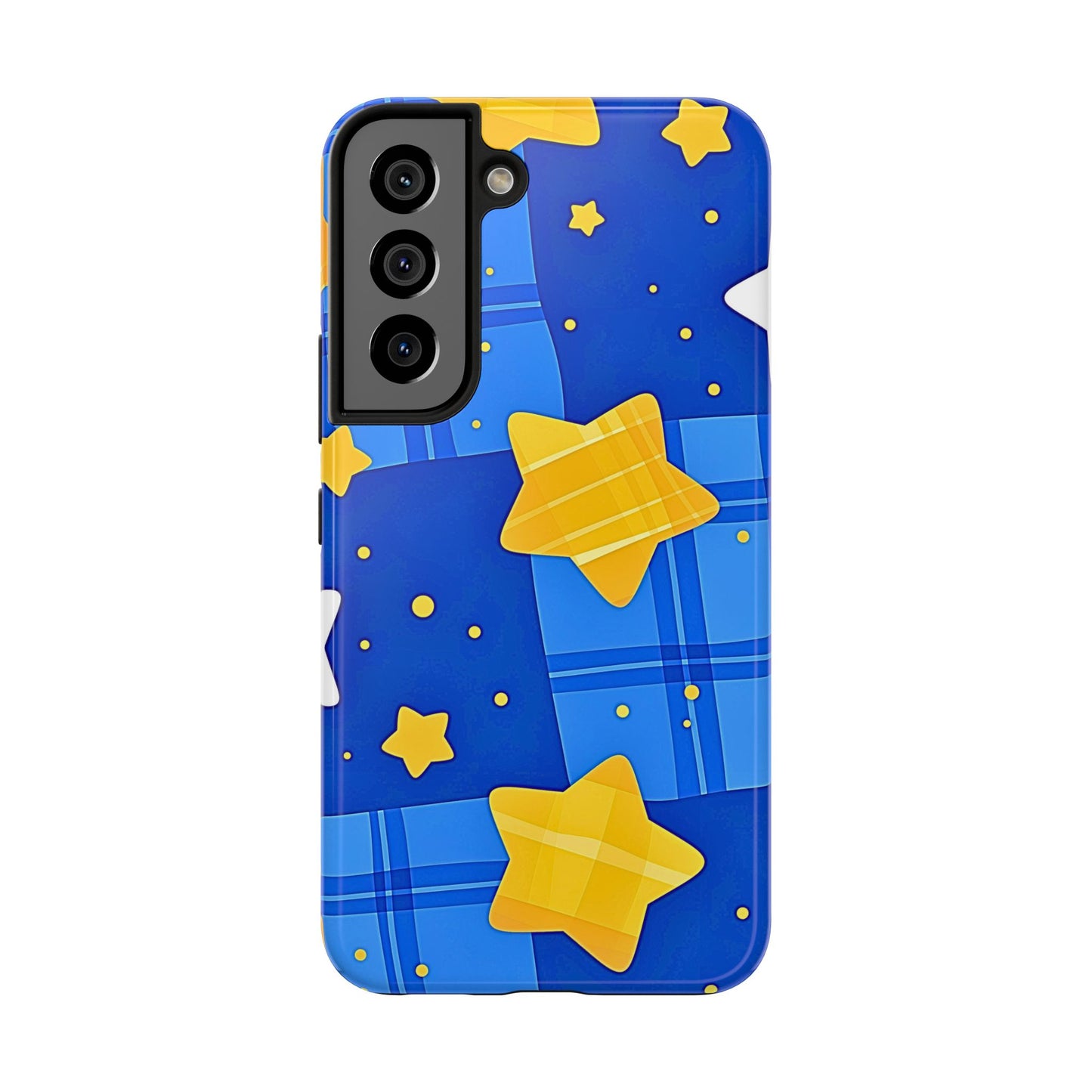 Funda resistente para teléfono con estampado de estrellas y cuadros preppy | Estética
