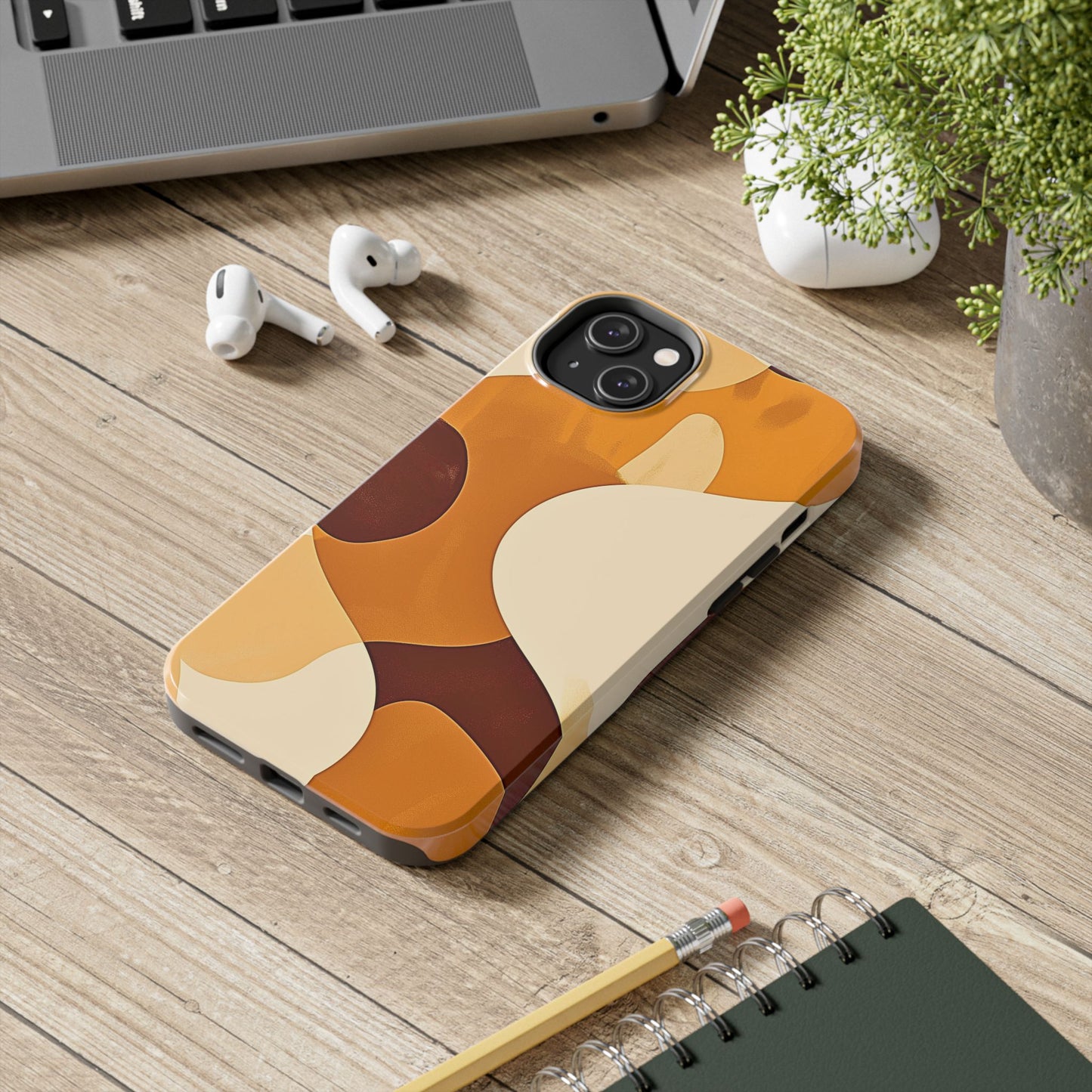 Funda/Cubierta resistente para teléfono con diseño en beige y marrón Earth Harmony | Estética