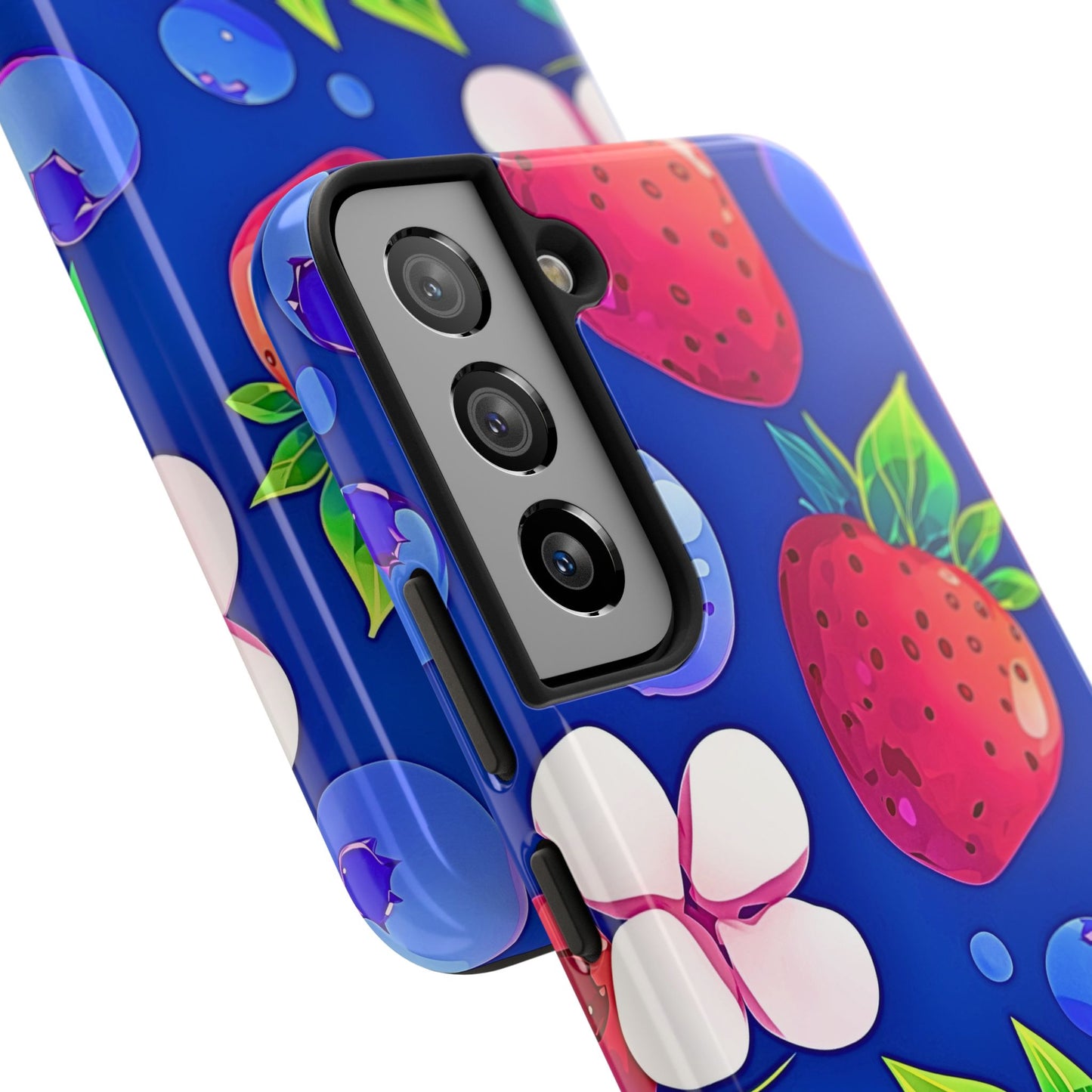 Cute Blueberry Strawberry Fruit Pattern Tough Phone Case | Aesthetic