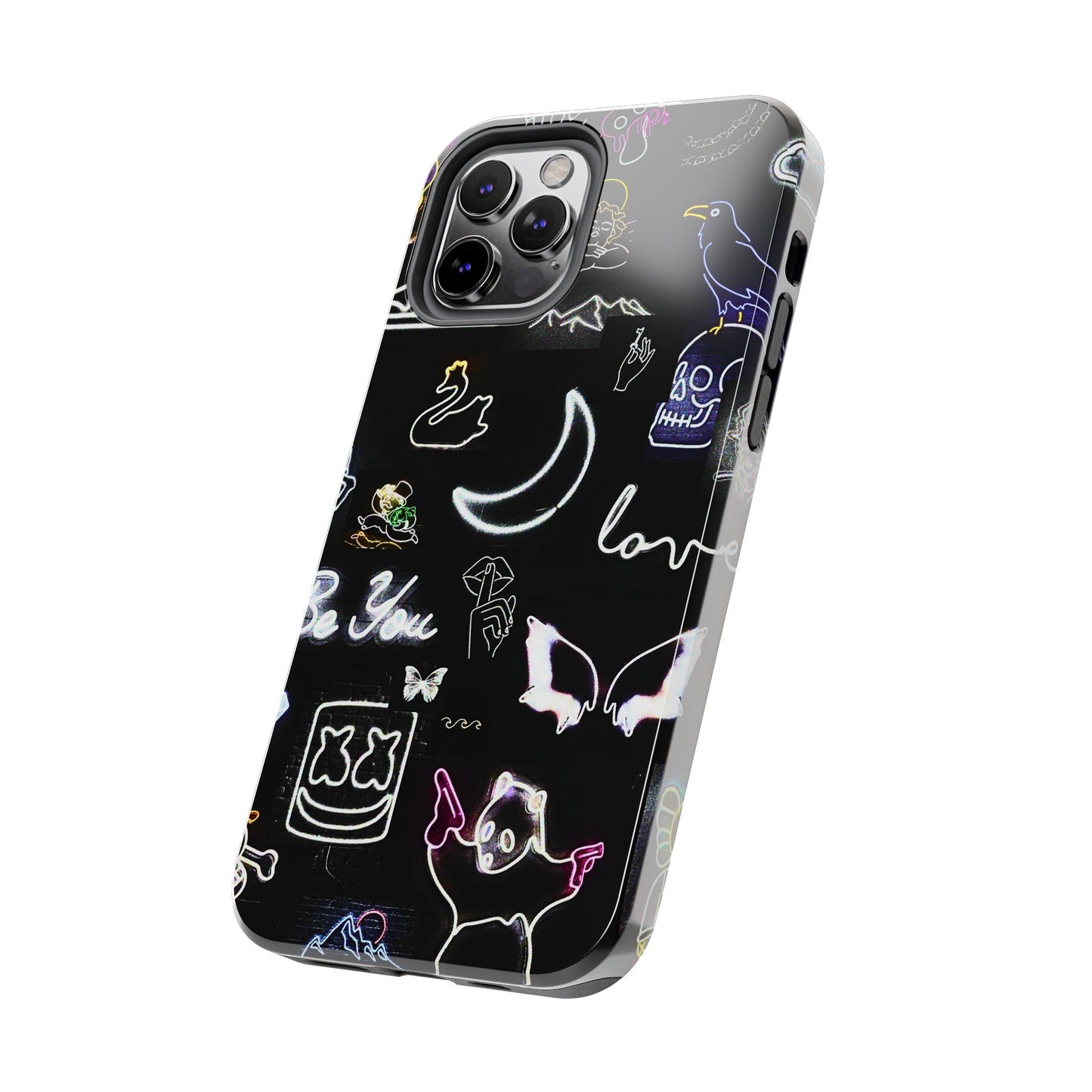 Funda resistente para teléfono estilo neón blanco | Estética