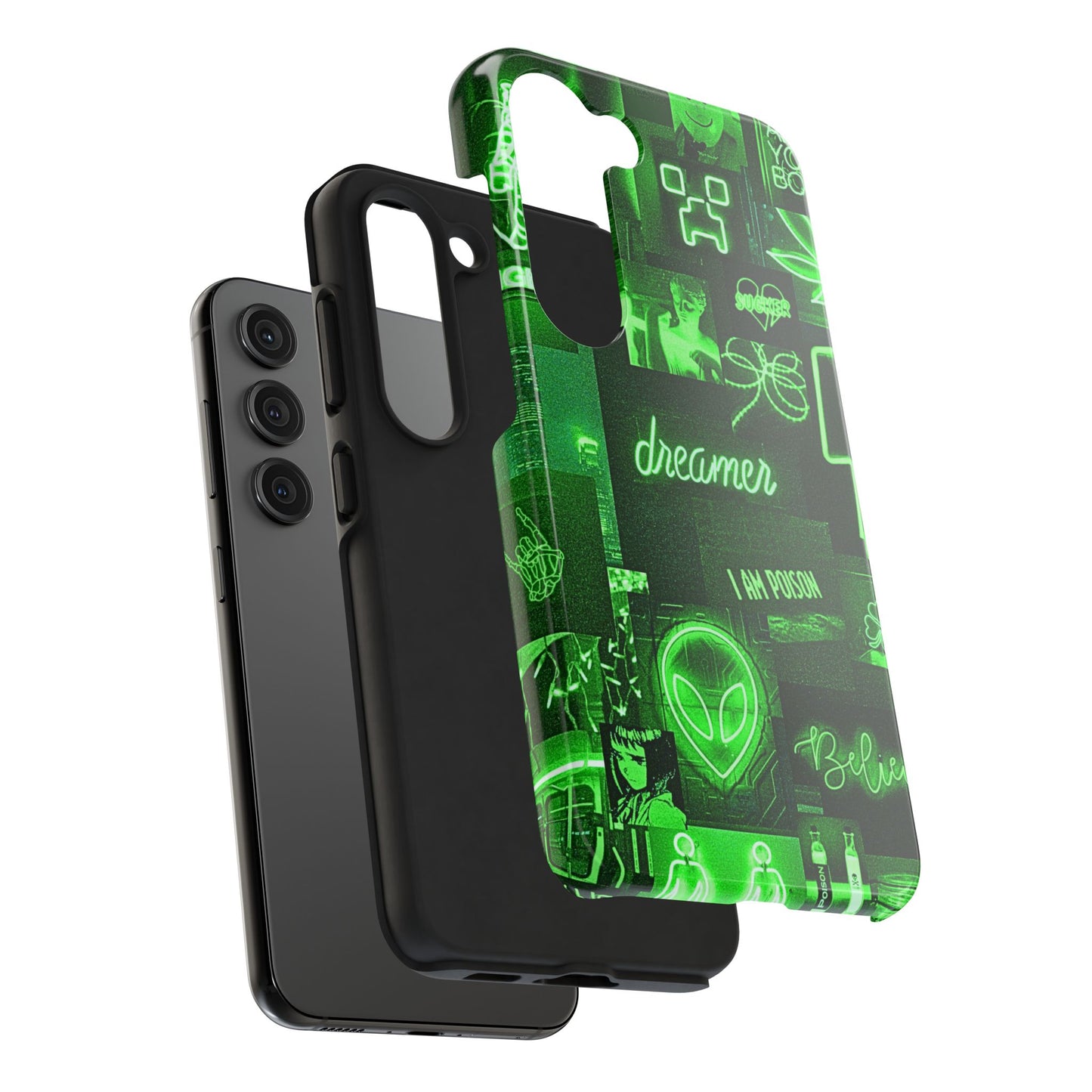 Green Neon Style Tough Phone Case | Aesthetic