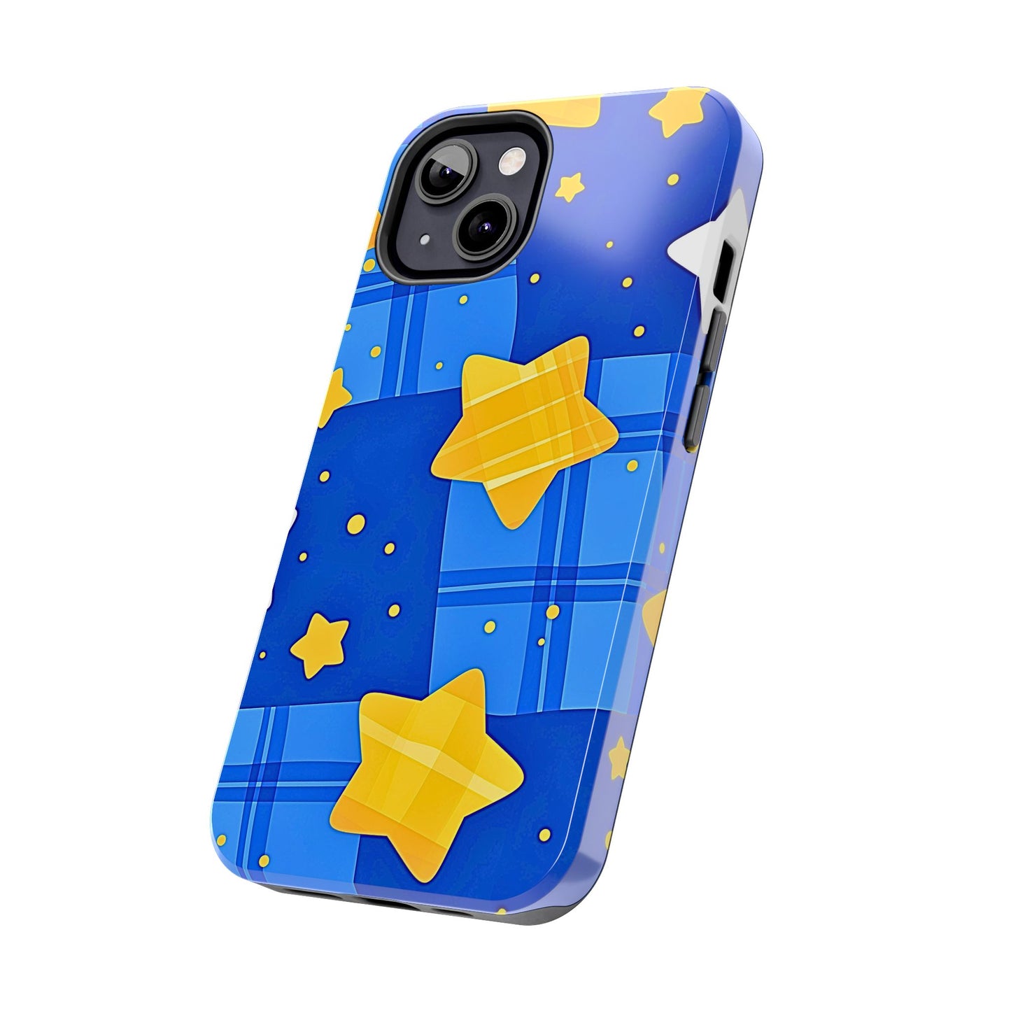 Funda resistente para teléfono con estampado de estrellas y cuadros preppy | Estética