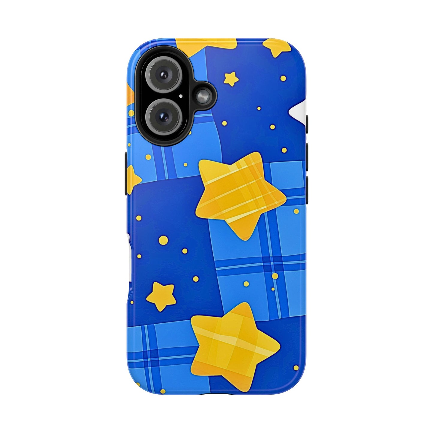 Funda resistente para teléfono con estampado de estrellas y cuadros preppy | Estética