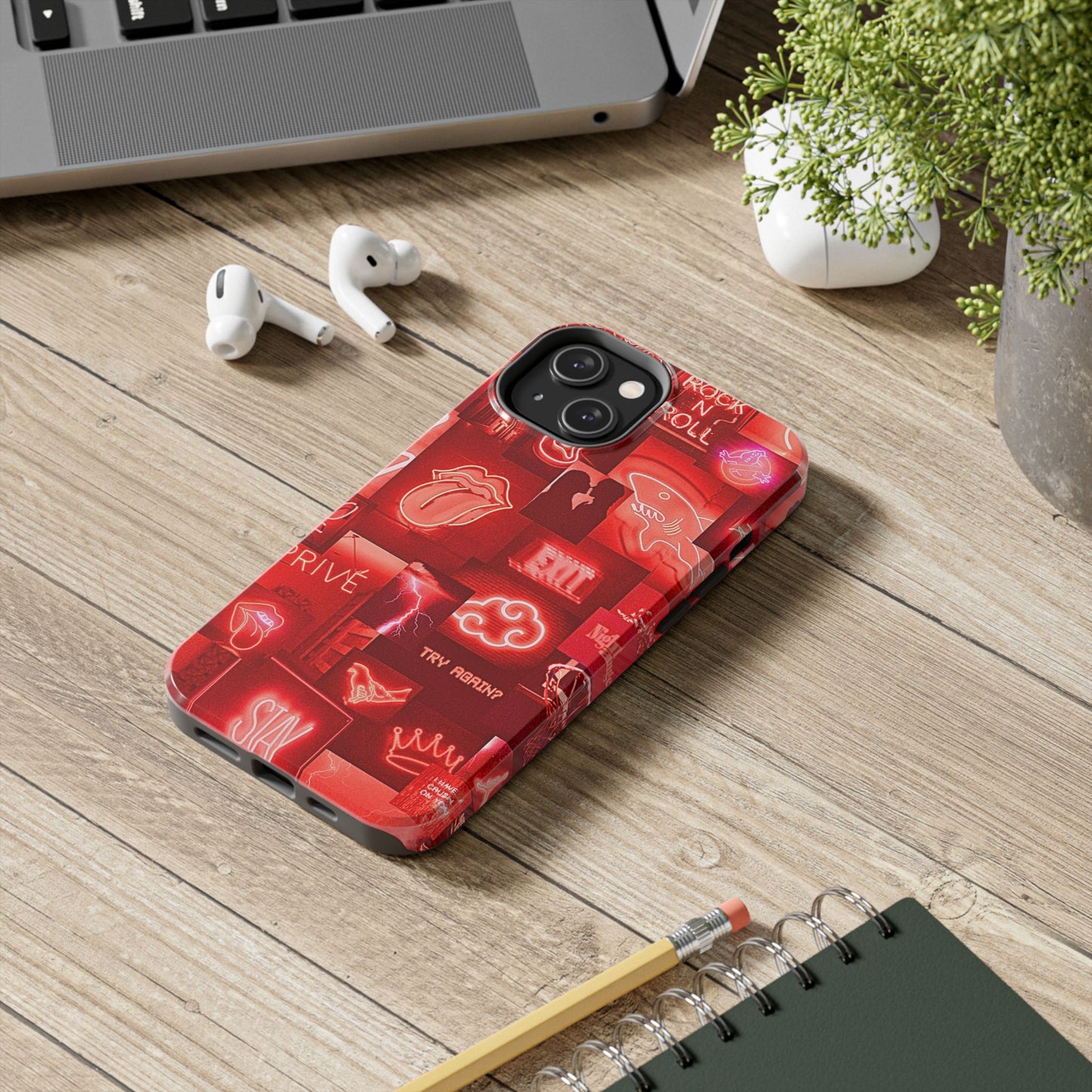 Red Neon Style Tough Phone Case | Aesthetic