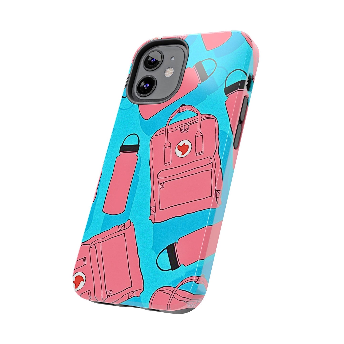 VSCO Kanken Backpack Water Bottle Pink & Blue Tough Phone Case | Aesthetic