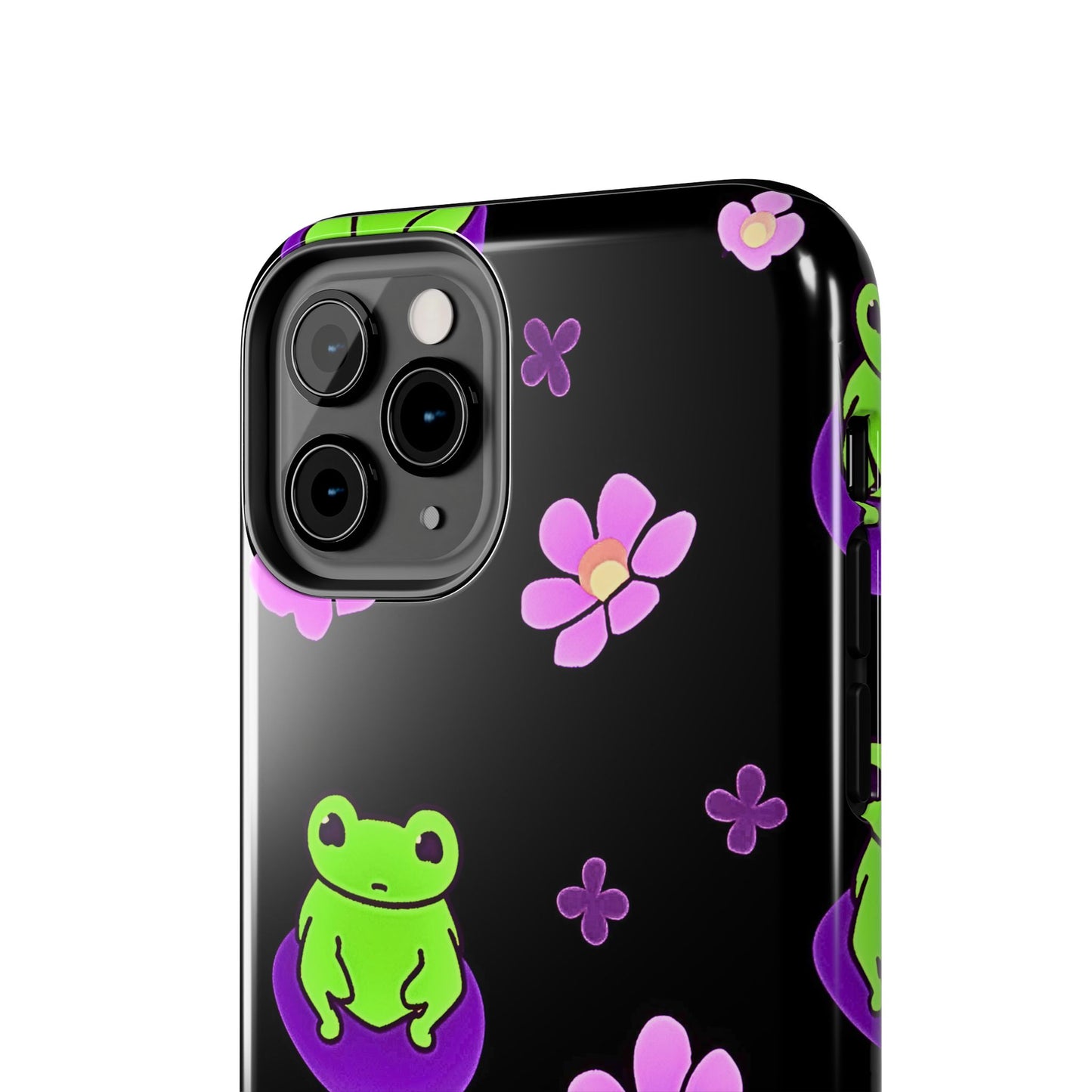 Cute Frog & Pink Flowers Pattern Style Tough Phone Case | Animals