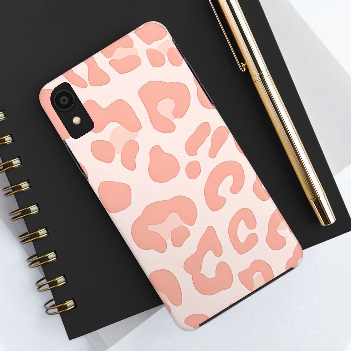 Funda resistente para teléfono con estampado de leopardo rosa preppy | Estética