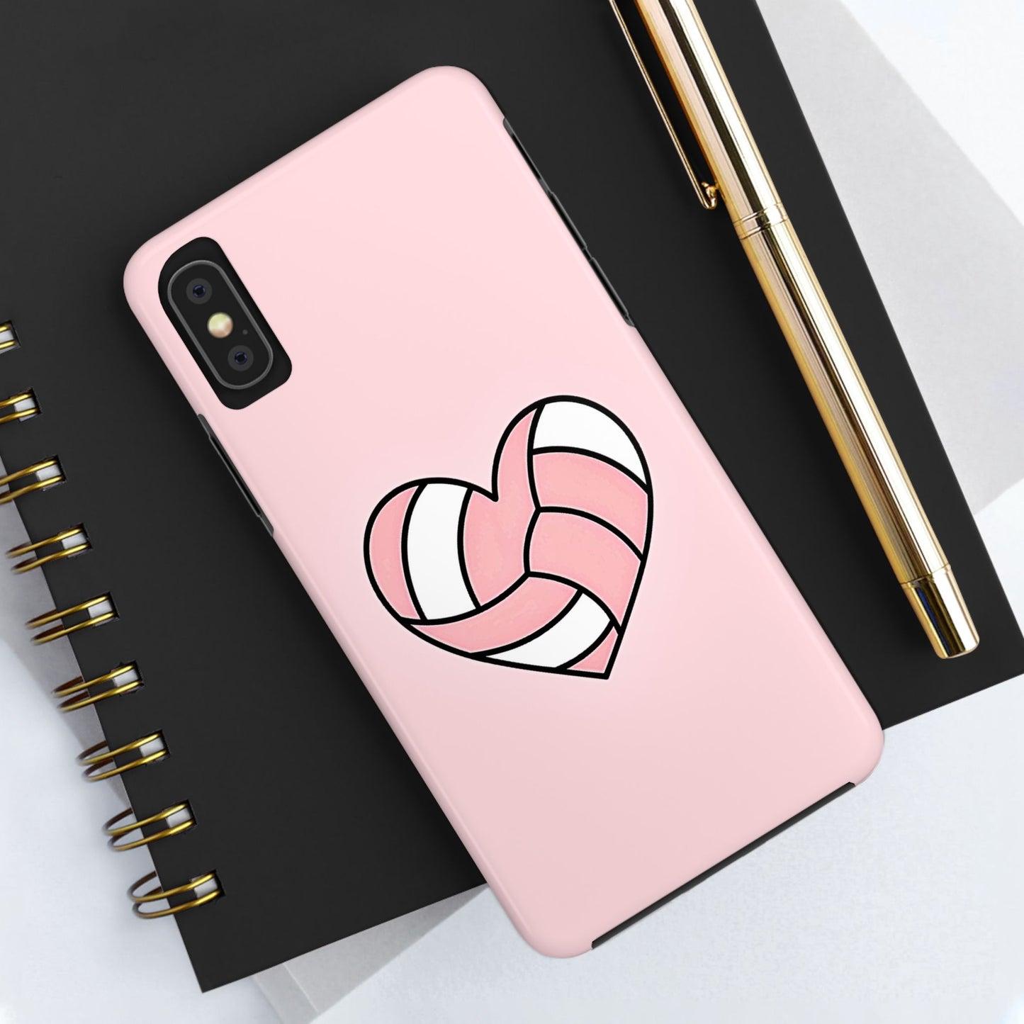 Pink Volleyball Heart Tough Phone Case | Aesthetic