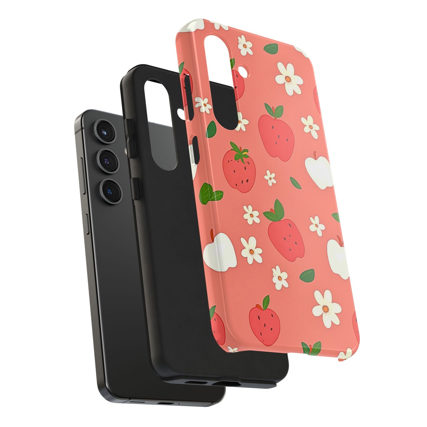 Strawberry Apple Flower Pattern Pink Tough Phone Case | Aesthetic