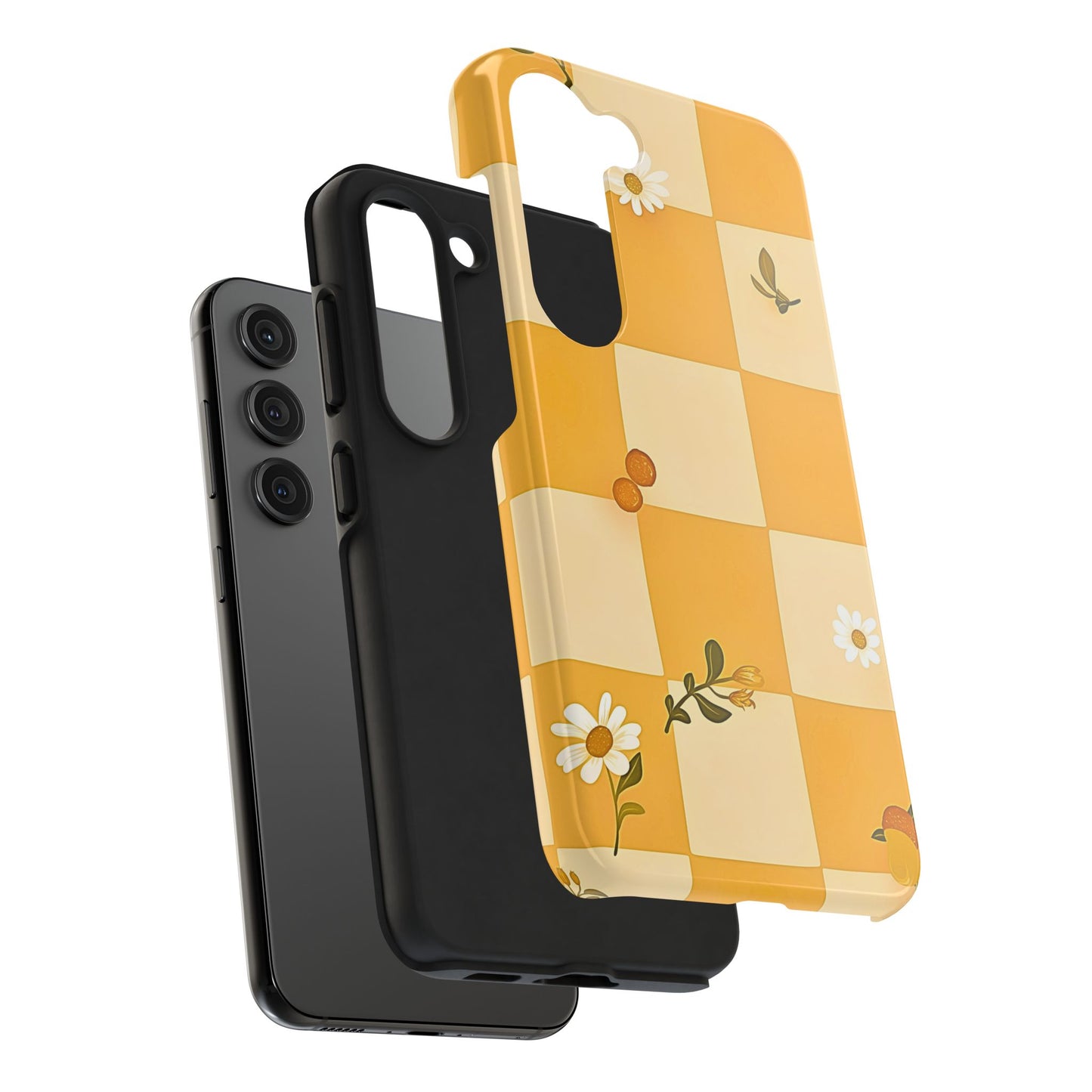 Yellow Checkered Preppy Daisies Tough Phone Case | Aesthetic