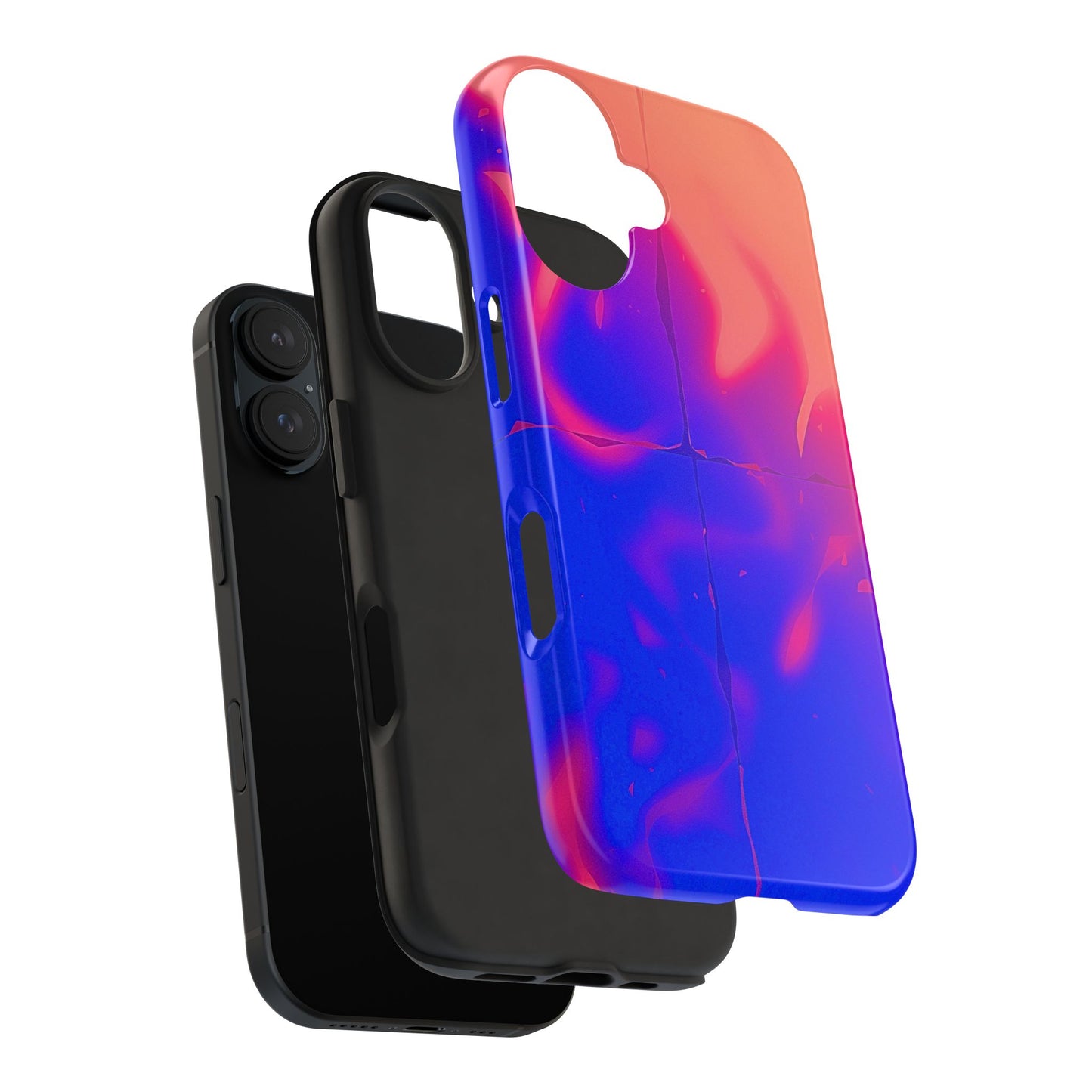 Funda resistente para teléfono con diseño de llamas, degradado abstracto y resplandor del atardecer | Estética