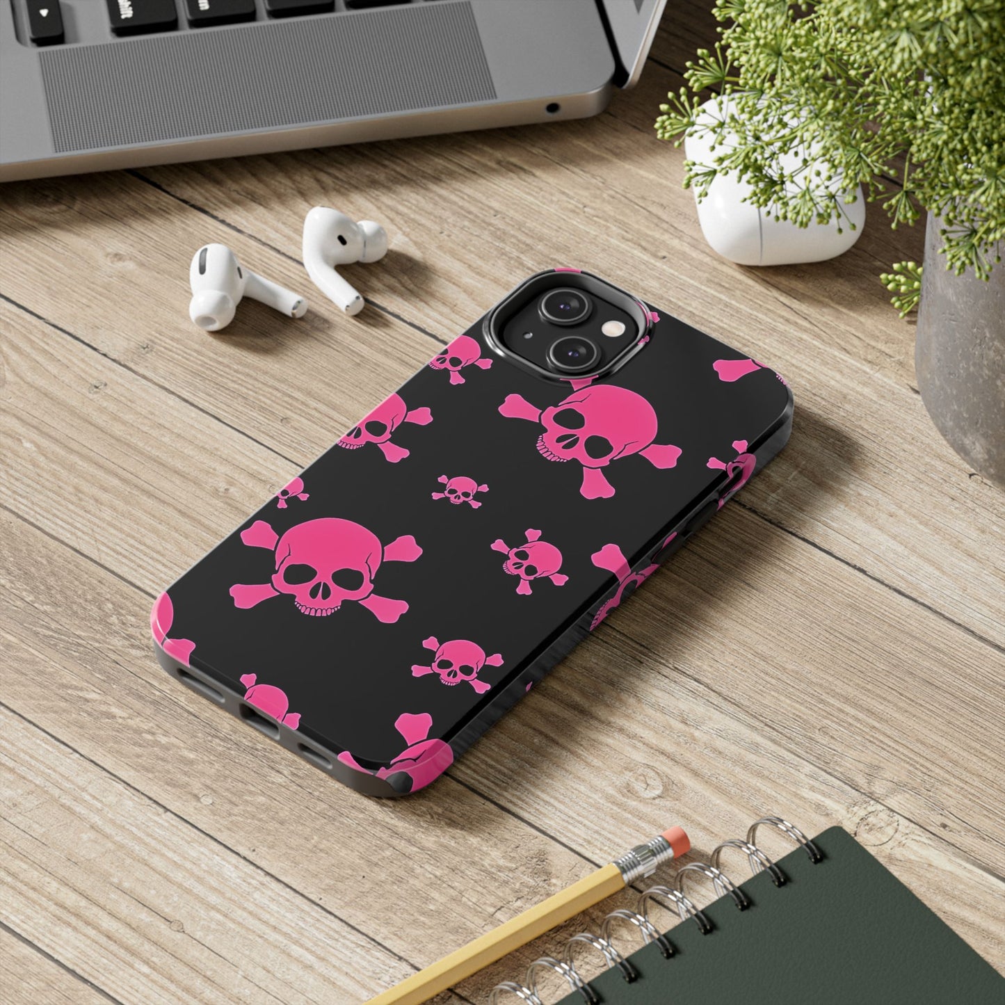 Pink Skull Emo Style Tough Phone Case | Aesthetic
