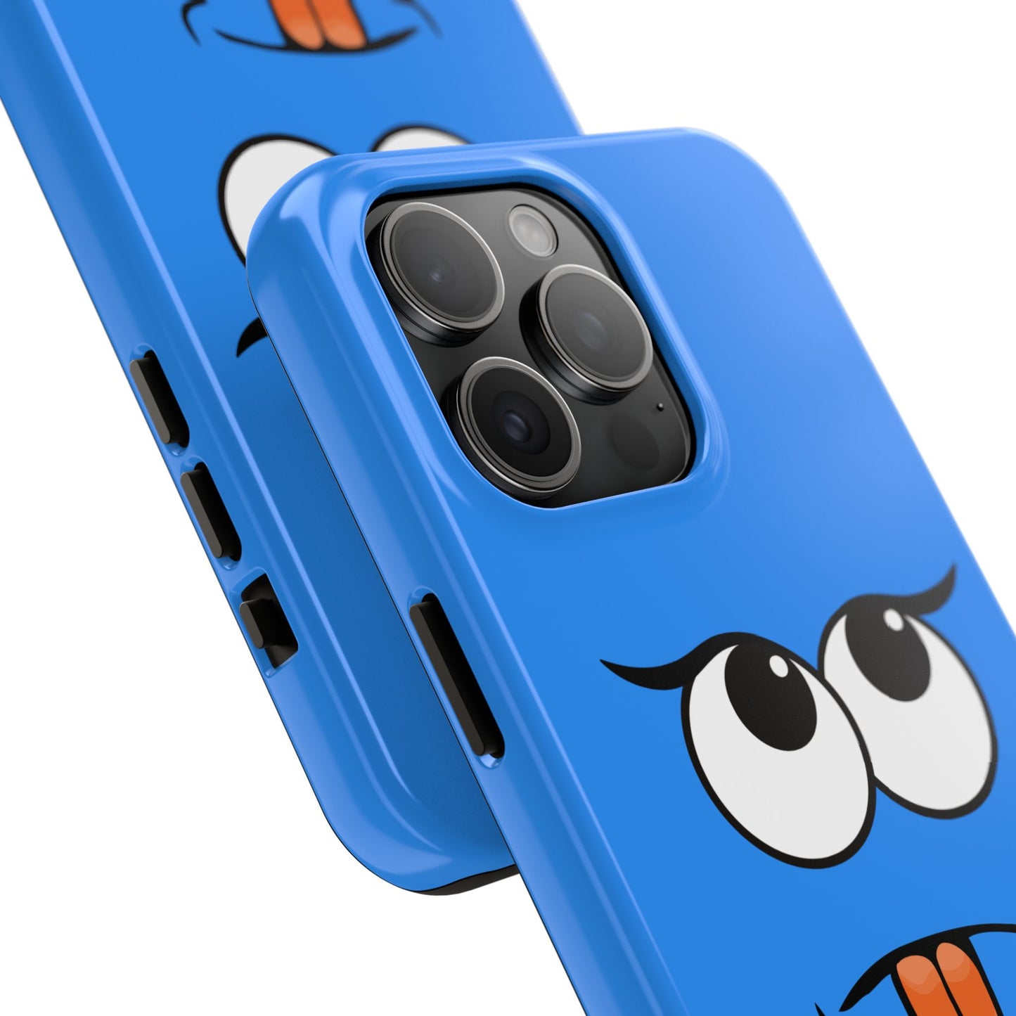 Silly Tongue Out Cartoon Face Blue Background Tough Phone Case | Funny