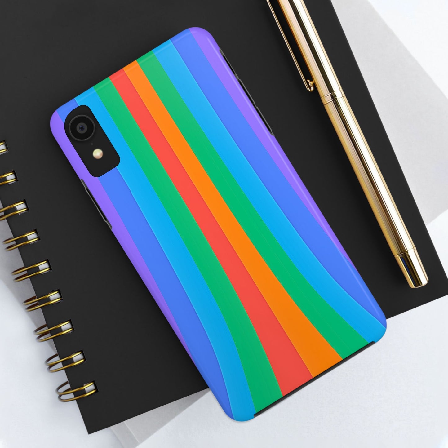 Funda resistente para teléfono con líneas de arcoíris hippies | Estética