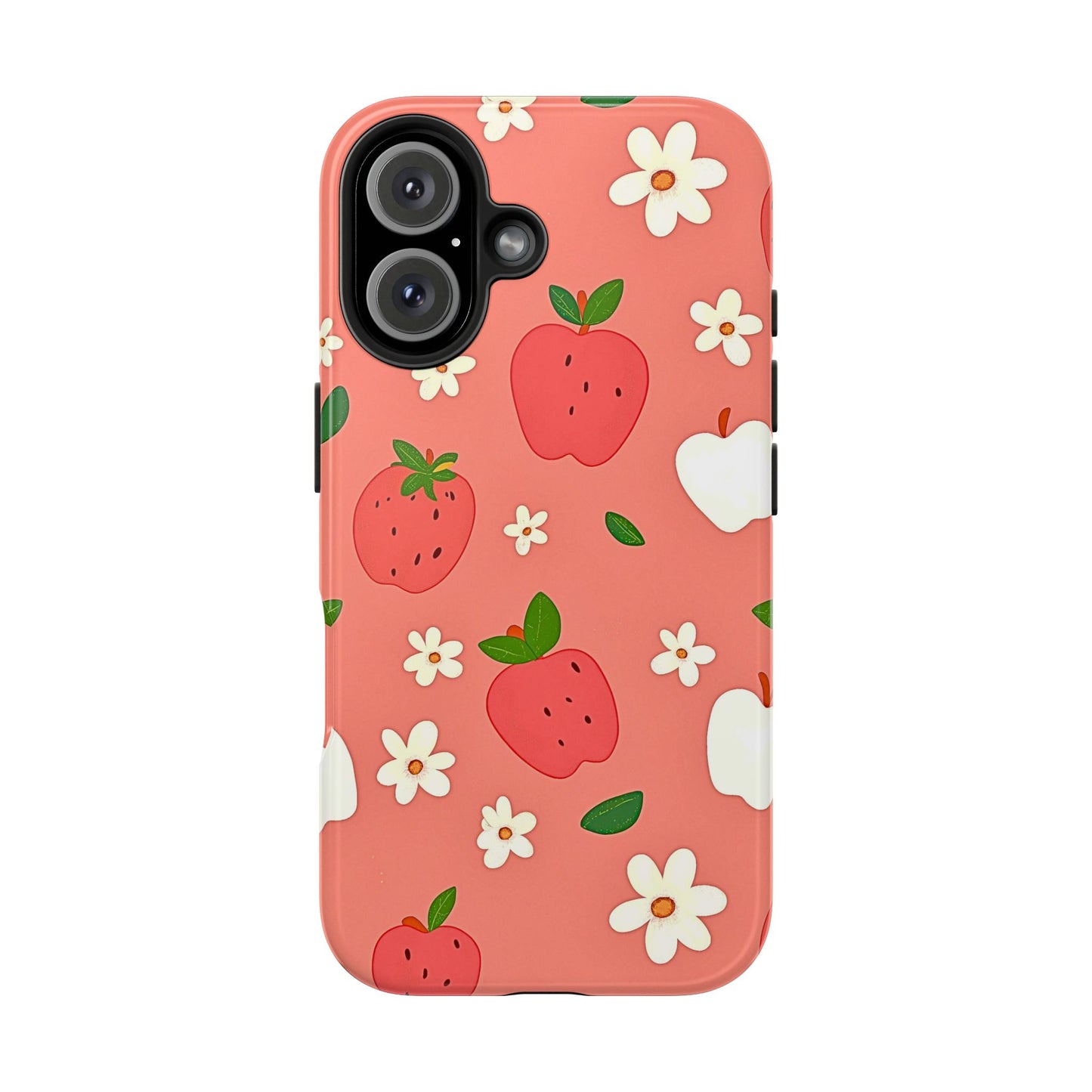 Strawberry Apple Flower Pattern Pink Tough Phone Case | Aesthetic