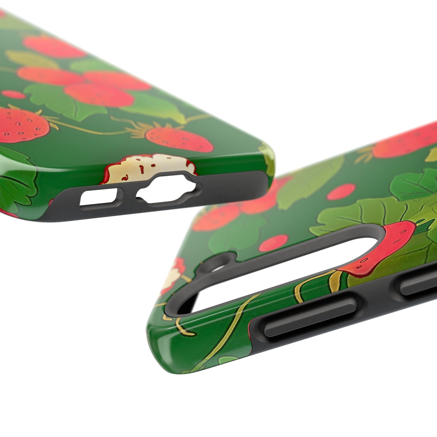 Dark Strawberry Pattern Preppy Tough Phone Case | Aesthetic