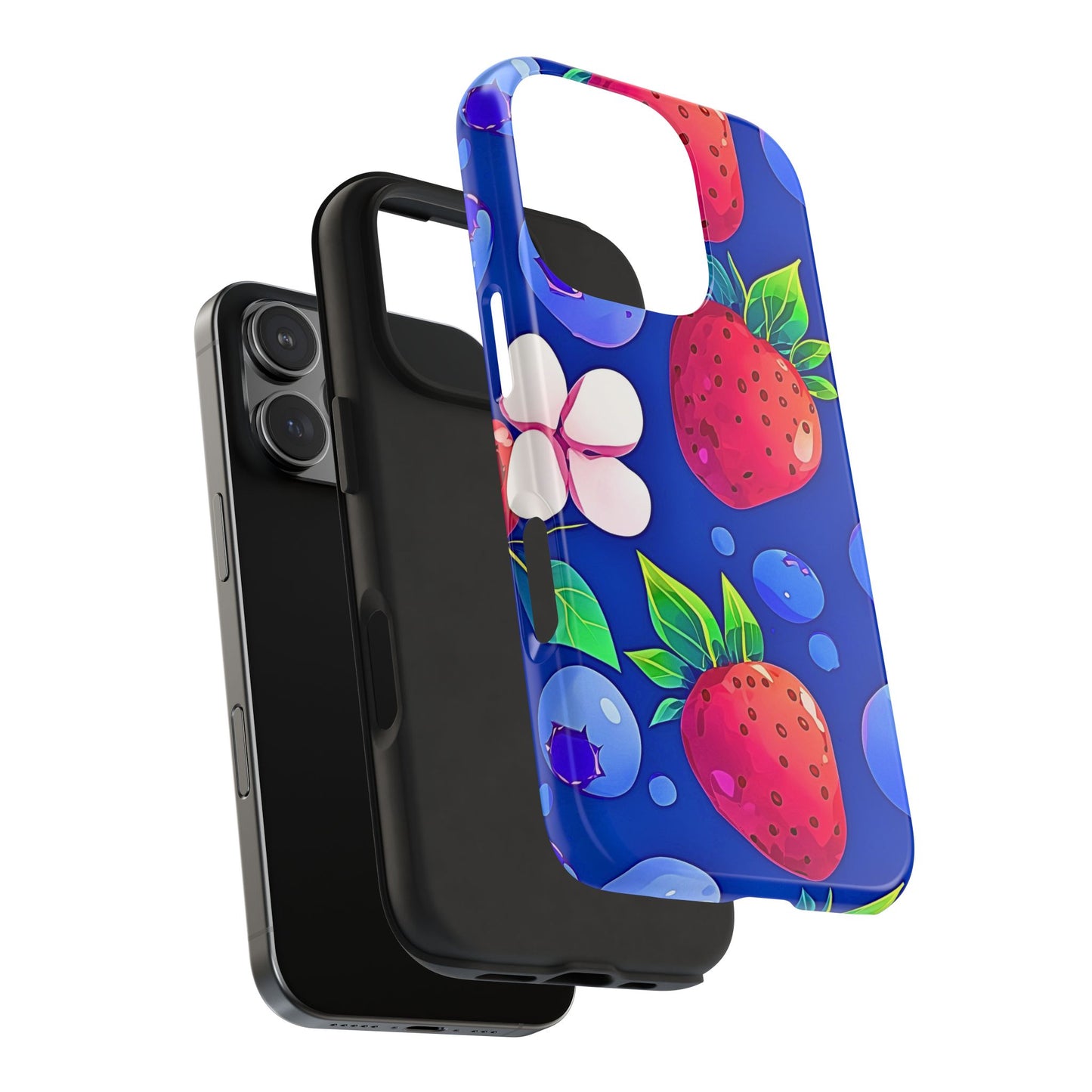 Cute Blueberry Strawberry Fruit Pattern Tough Phone Case | Aesthetic