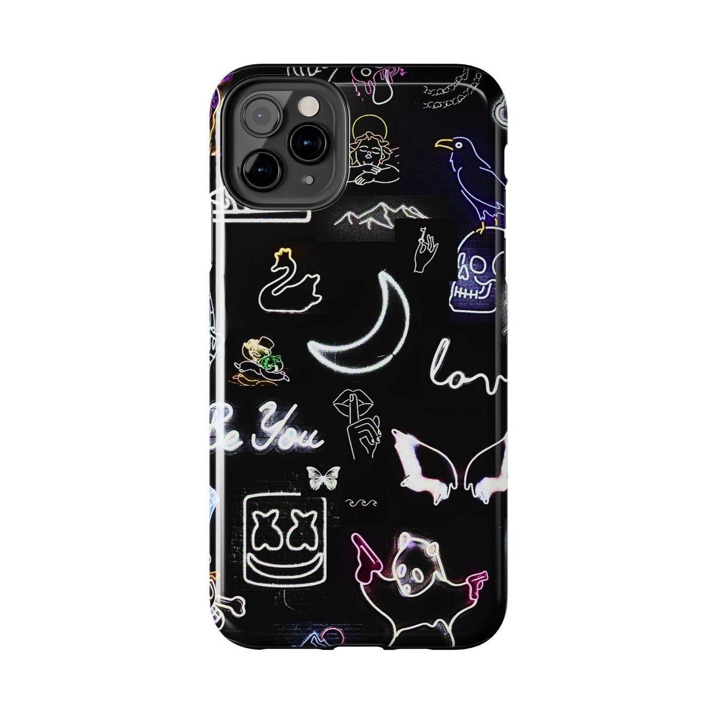 Funda resistente para teléfono estilo neón blanco | Estética