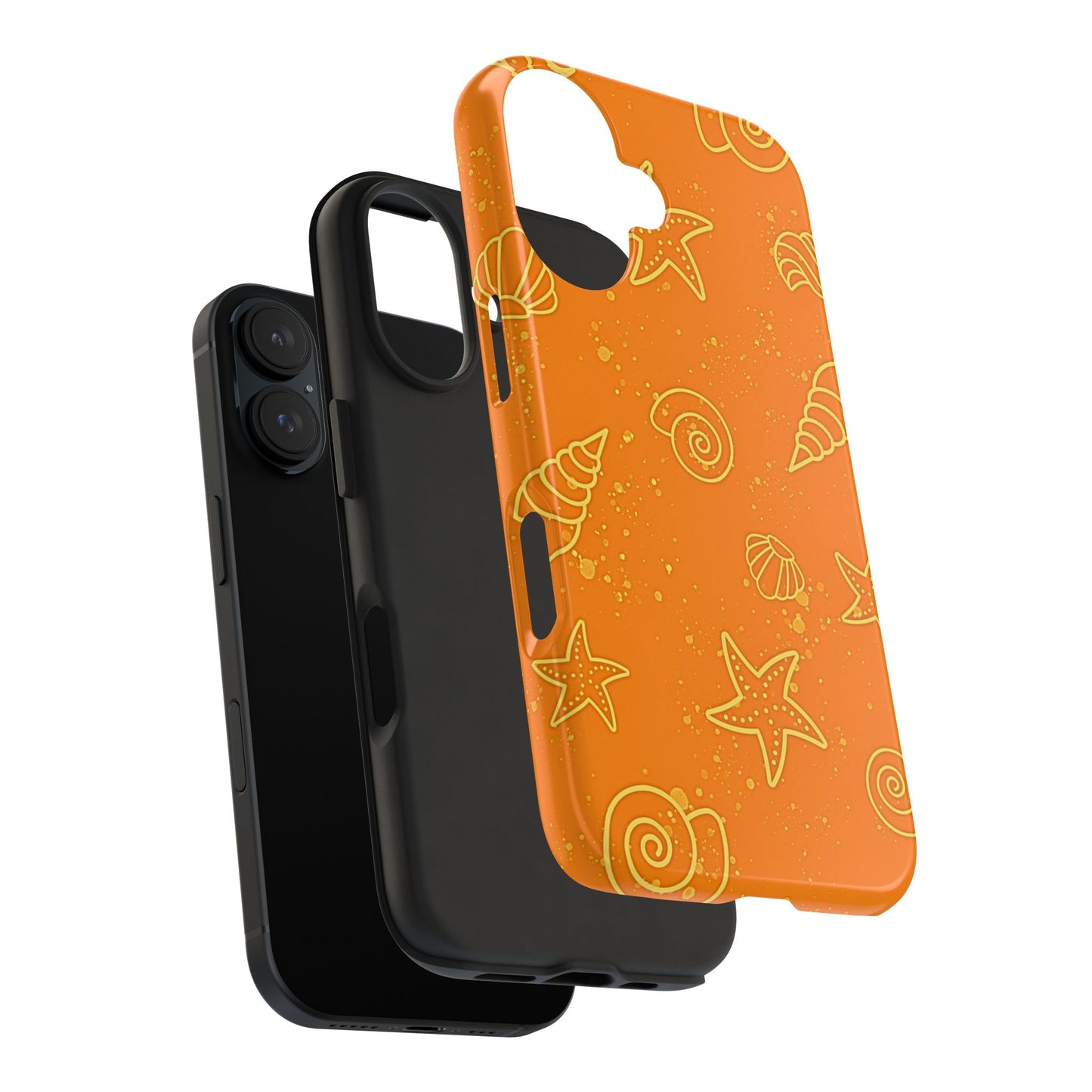 Funda resistente para teléfono con diseño de conchas naranjas | Estética