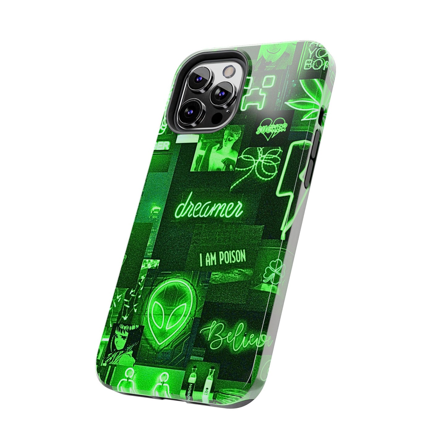 Green Neon Style Tough Phone Case | Aesthetic