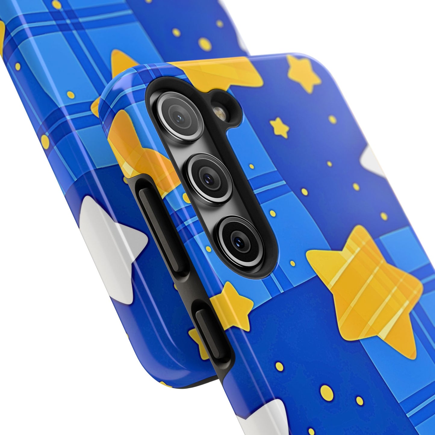 Funda resistente para teléfono con estampado de estrellas y cuadros preppy | Estética