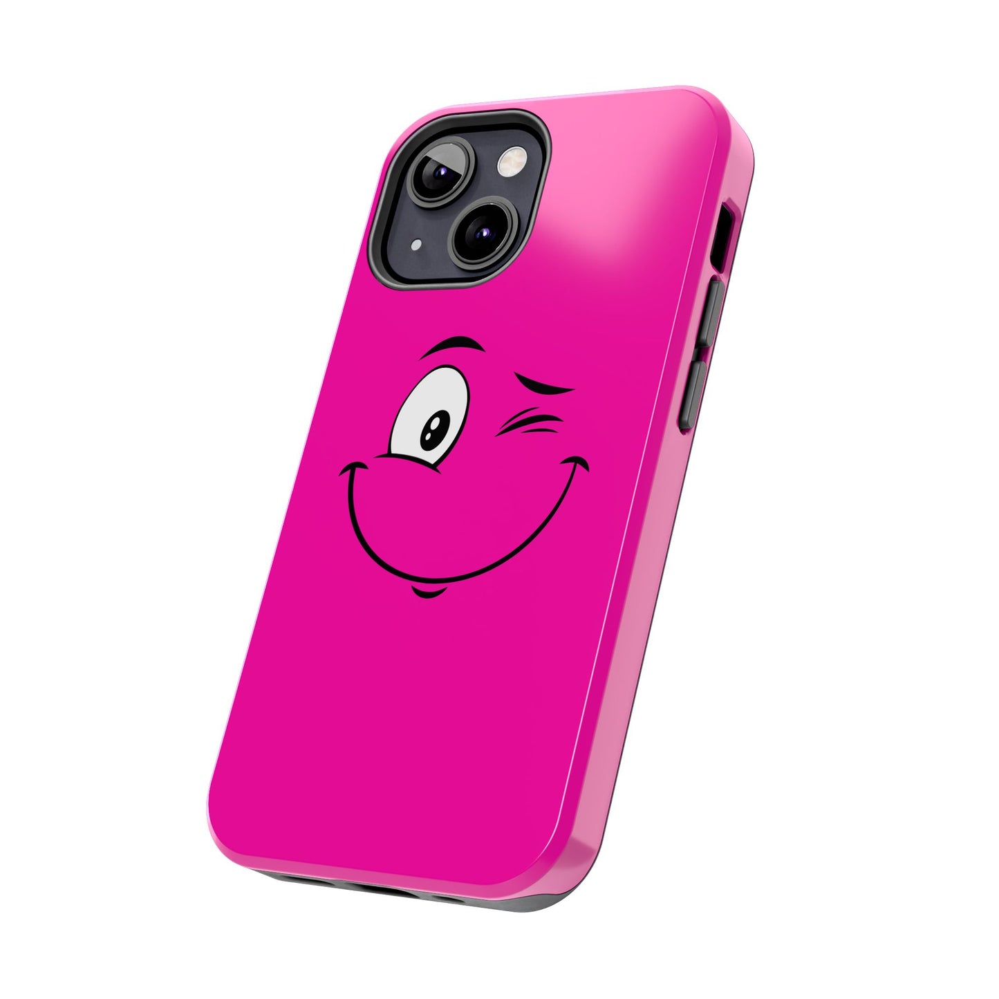Winking Face Pink Background Cheeky Cartoon Style Tough Phone Case | Funny