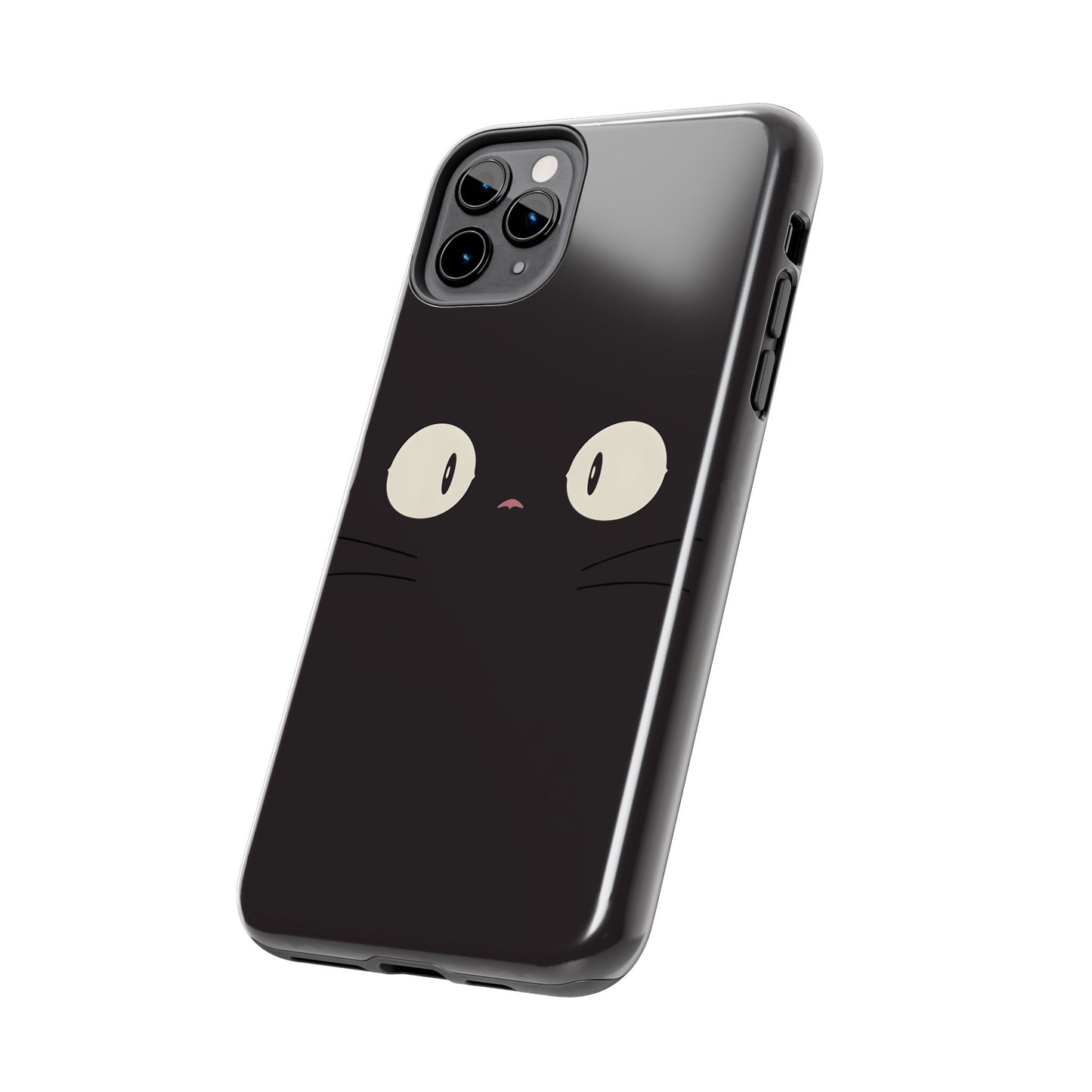 Adorable Black Cat Face and Eyes Minimal Tough Phone Case | Animals