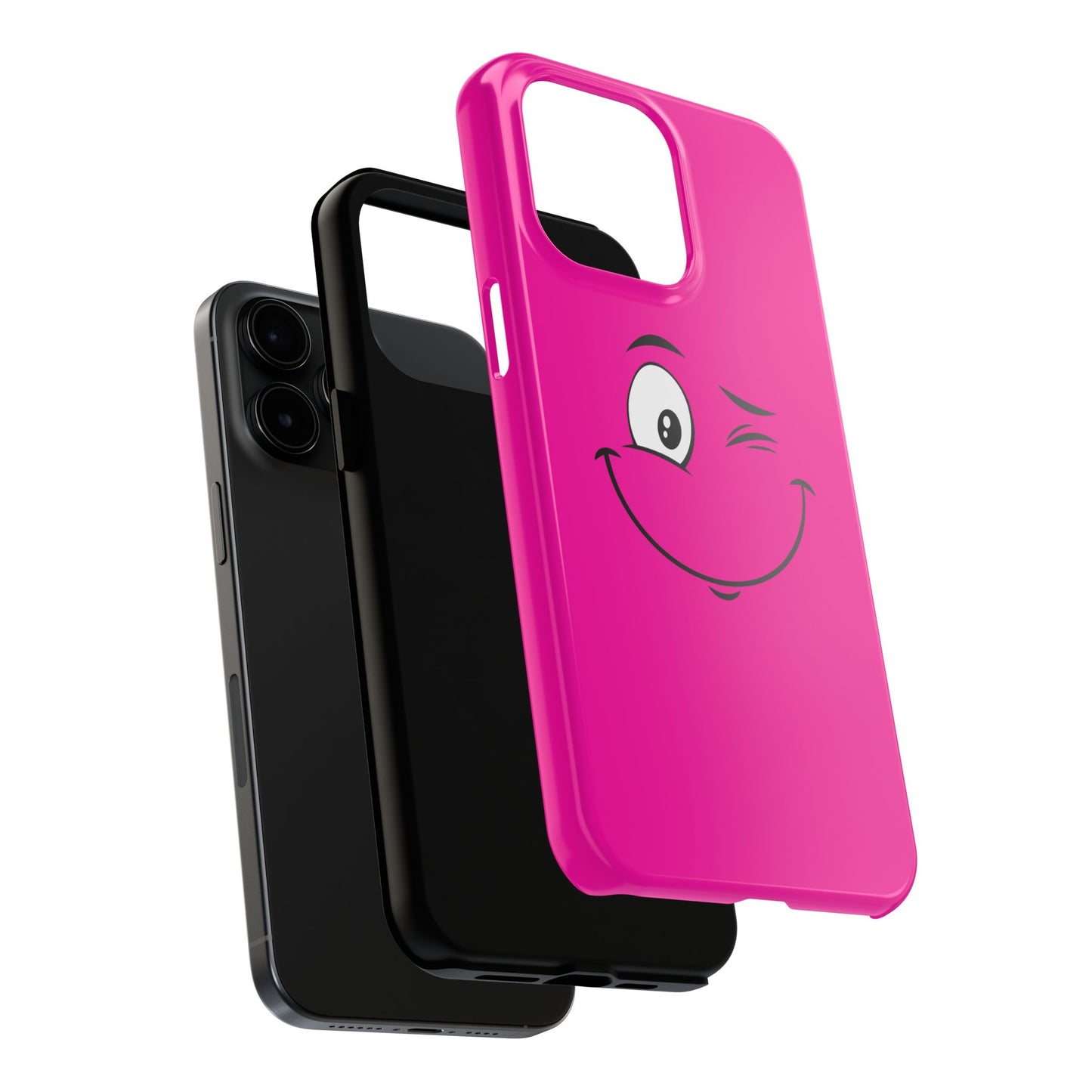 Winking Face Pink Background Cheeky Cartoon Style Tough Phone Case | Funny