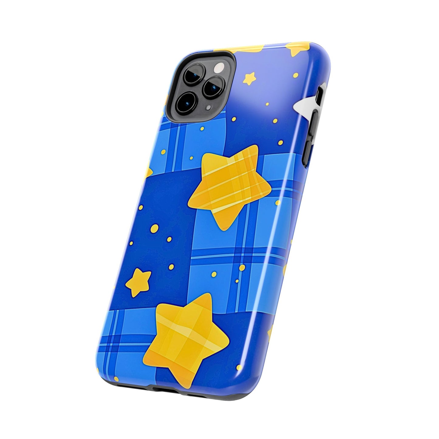 Funda resistente para teléfono con estampado de estrellas y cuadros preppy | Estética