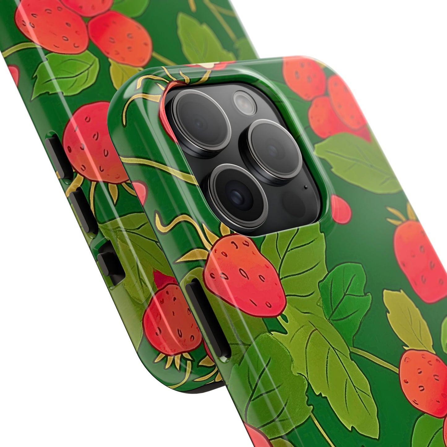 Dark Strawberry Pattern Preppy Tough Phone Case | Aesthetic